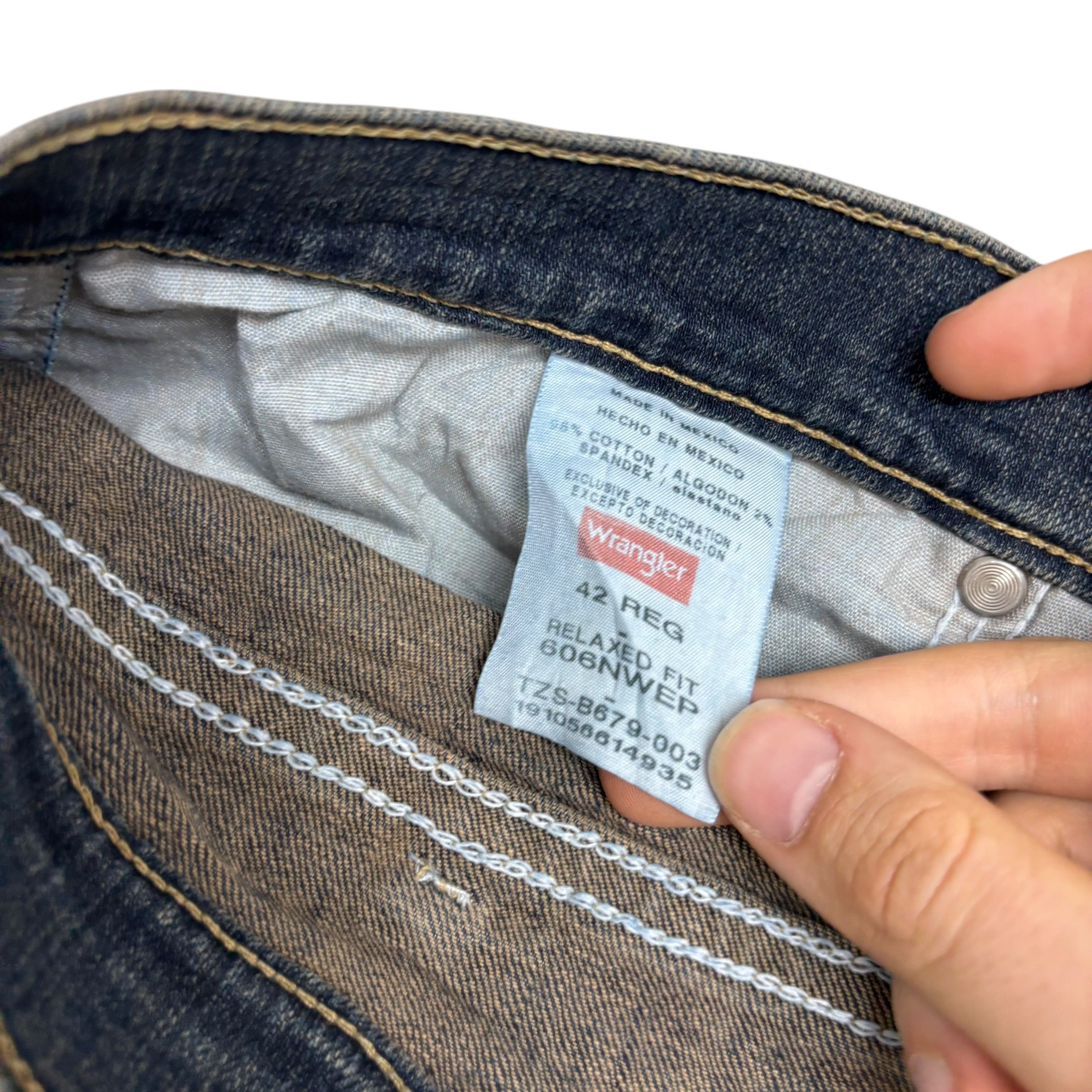 Wrangler Baggy Jorts W42 Mens Denim Shorts Dark Blue Relaxed Fit Stretch (E)