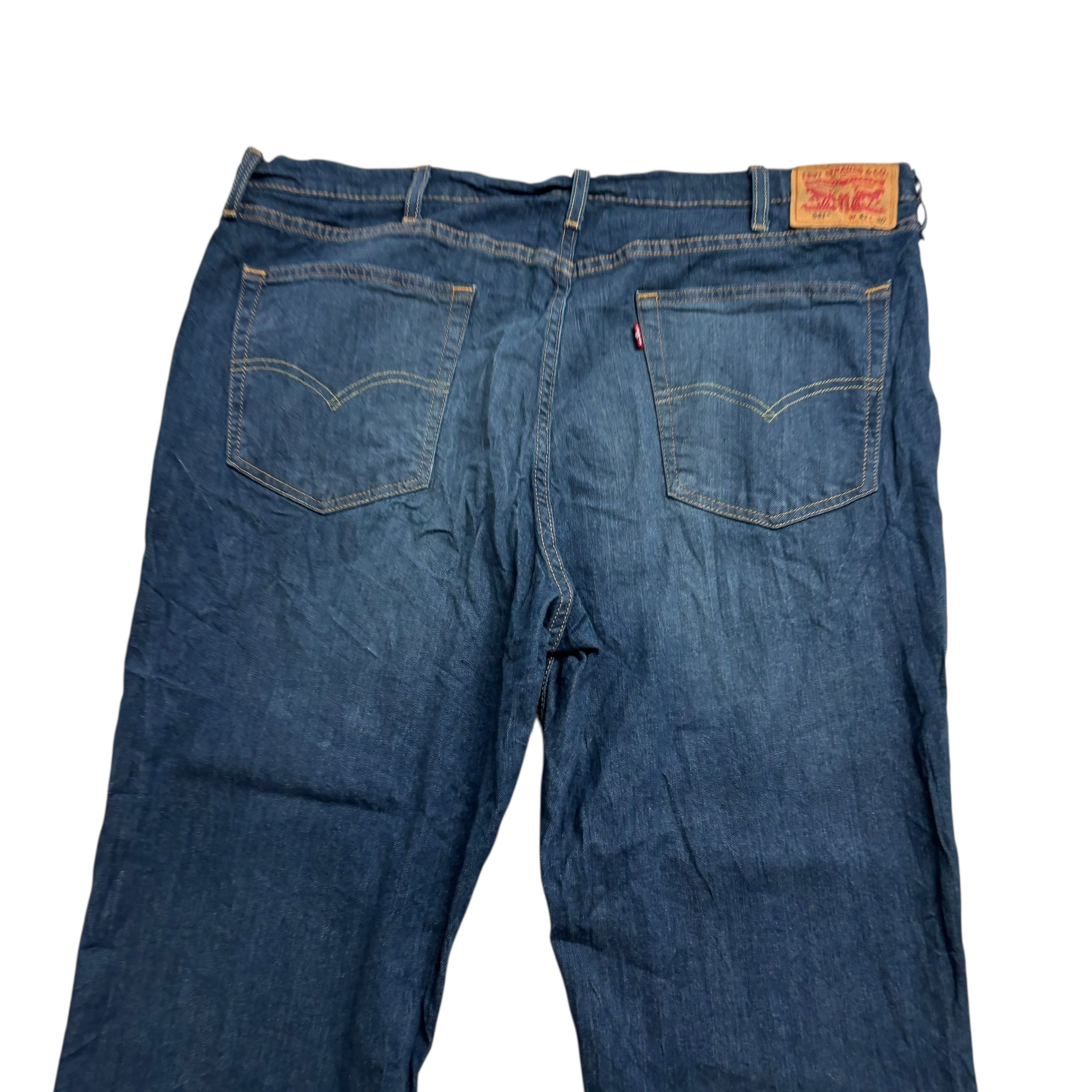 Levis 541 Jeans W42 L30 Mens Dark Blue Athletic Tapered Fit Stretch Denim (E)