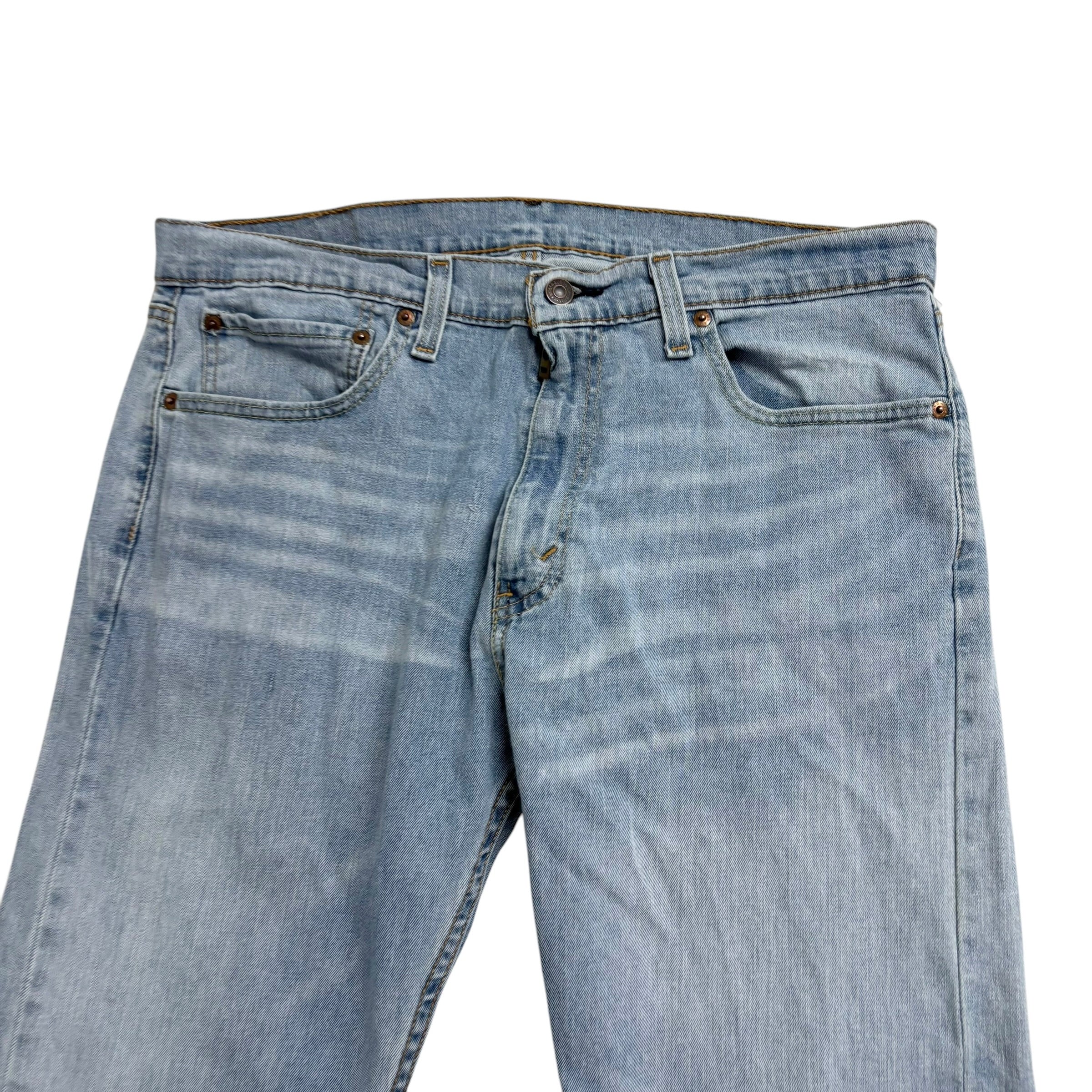 Levis 505 Jeans W36 L30 Mens Light Blue Regular Straight Fit Stretch Denim (E)
