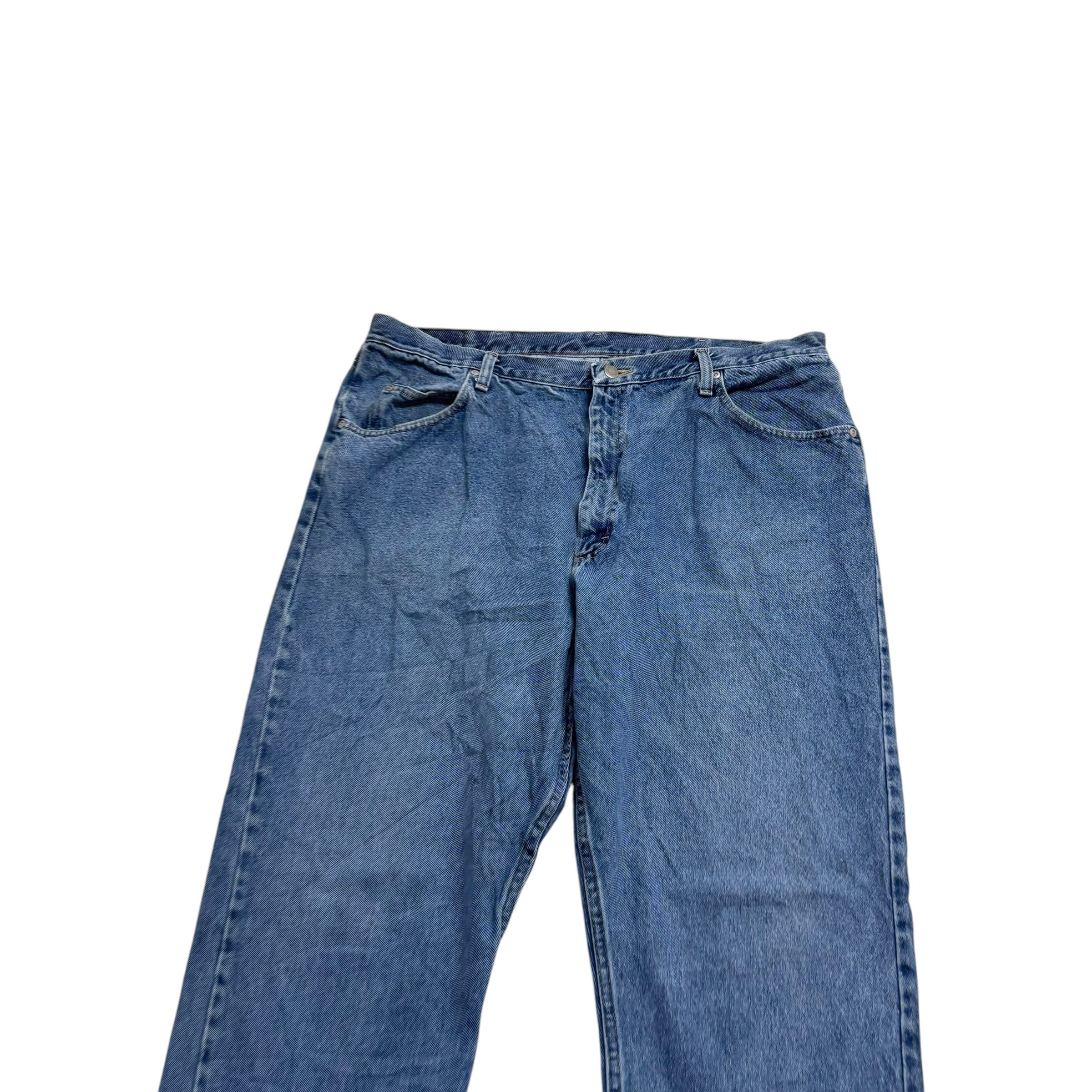 Wrangler Jeans W42 L32 Mens Mid Blue Relaxed Straight Fit Baggy Denim (E)