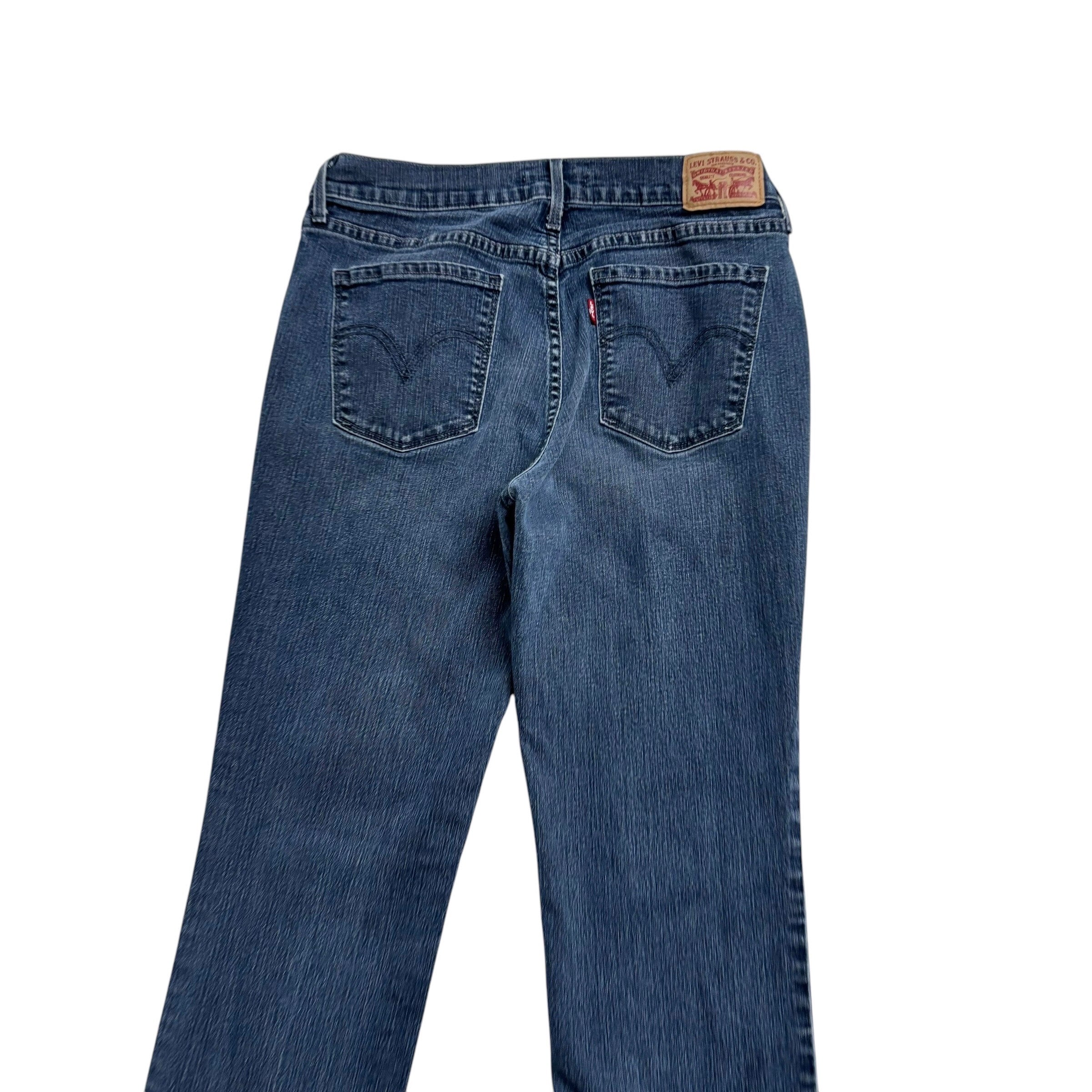 Levis 505 Jeans W29 L33 Womens Navy Blue Regular Straight Fit Stretch Denim