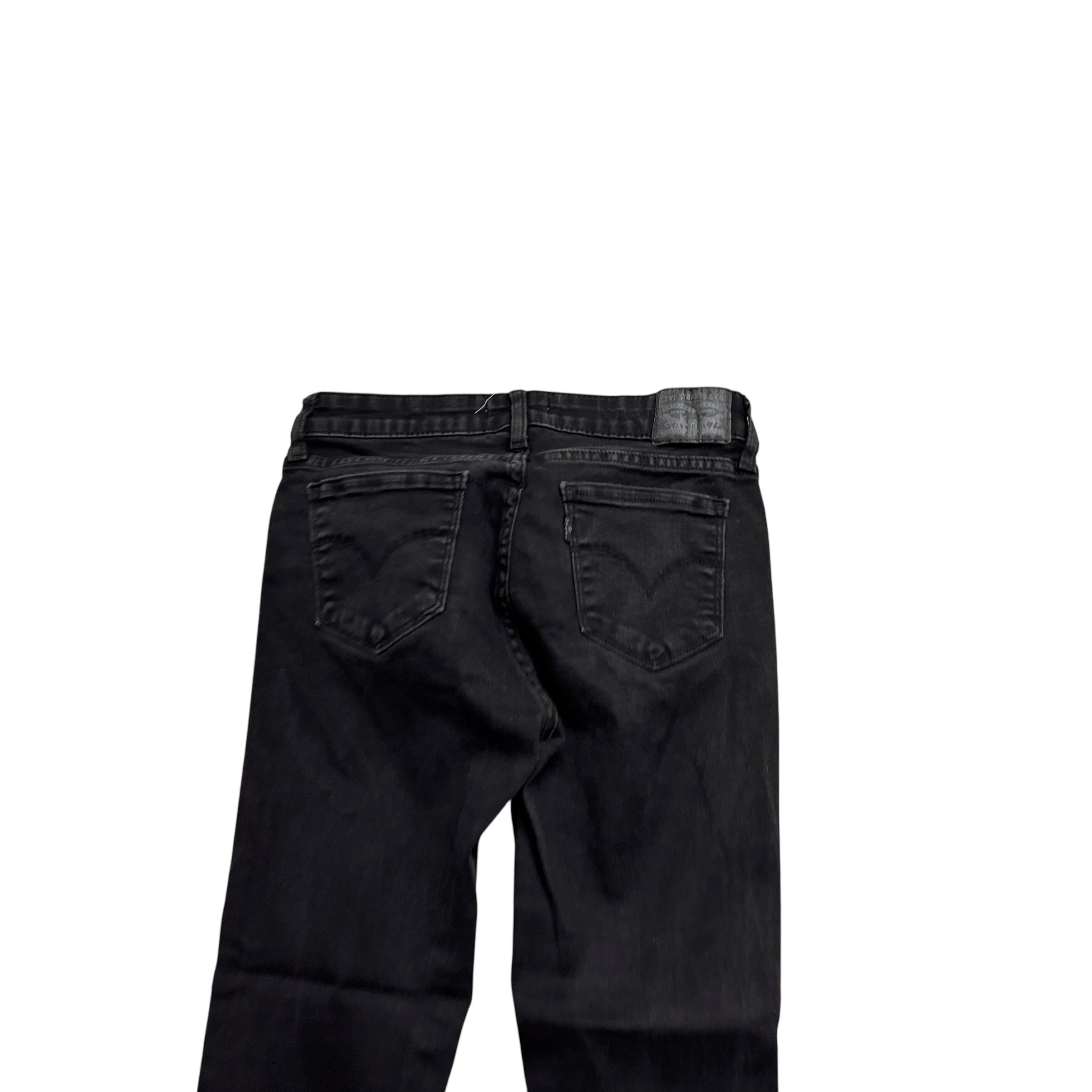 Levis 711 Jeans W26 L30 Womens Skinny Fit Black Stretch Denim