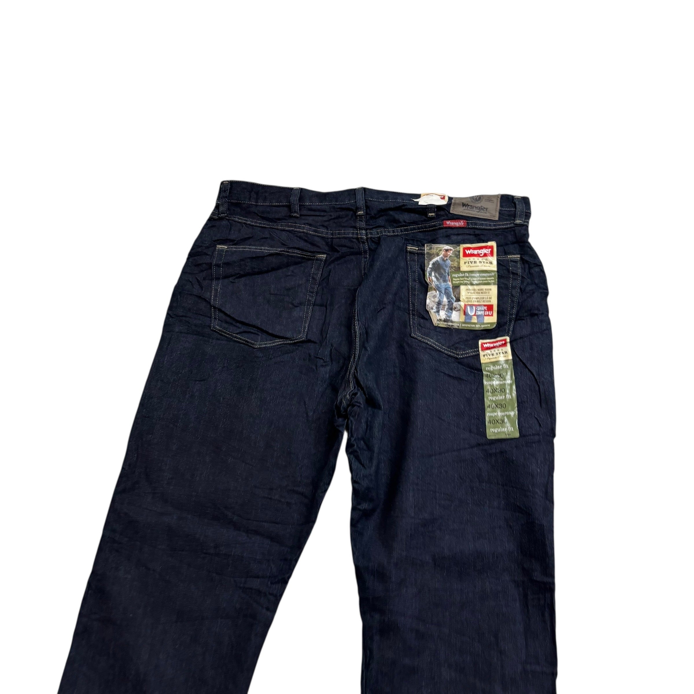 Wrangler Jeans W40 L30 Mens Dark Blue Regular Straight Fit Denim (E)
