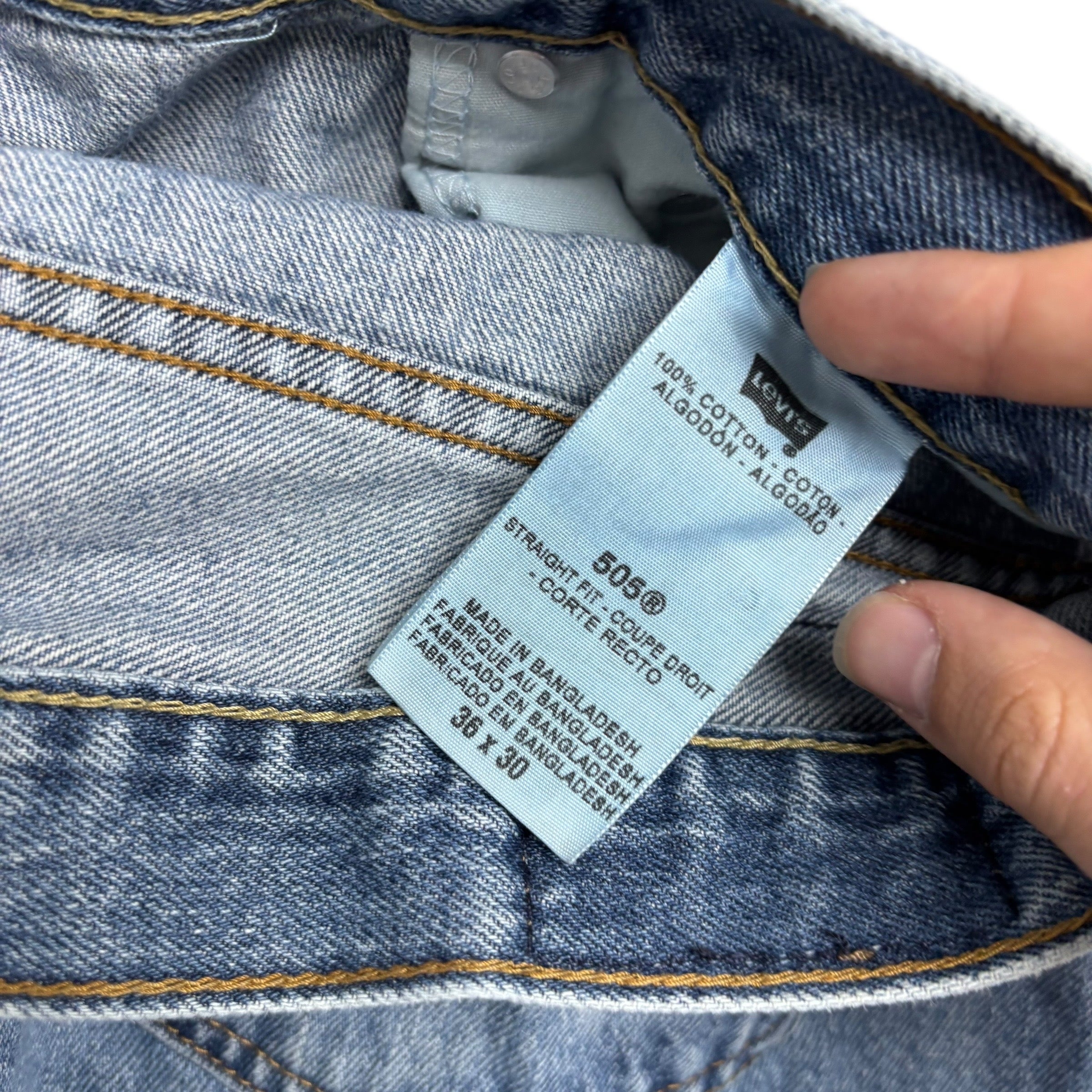 Levis 505 Jeans W36 L30 Mens Mid Blue Regular Straight Fit Vintage Denim (F)