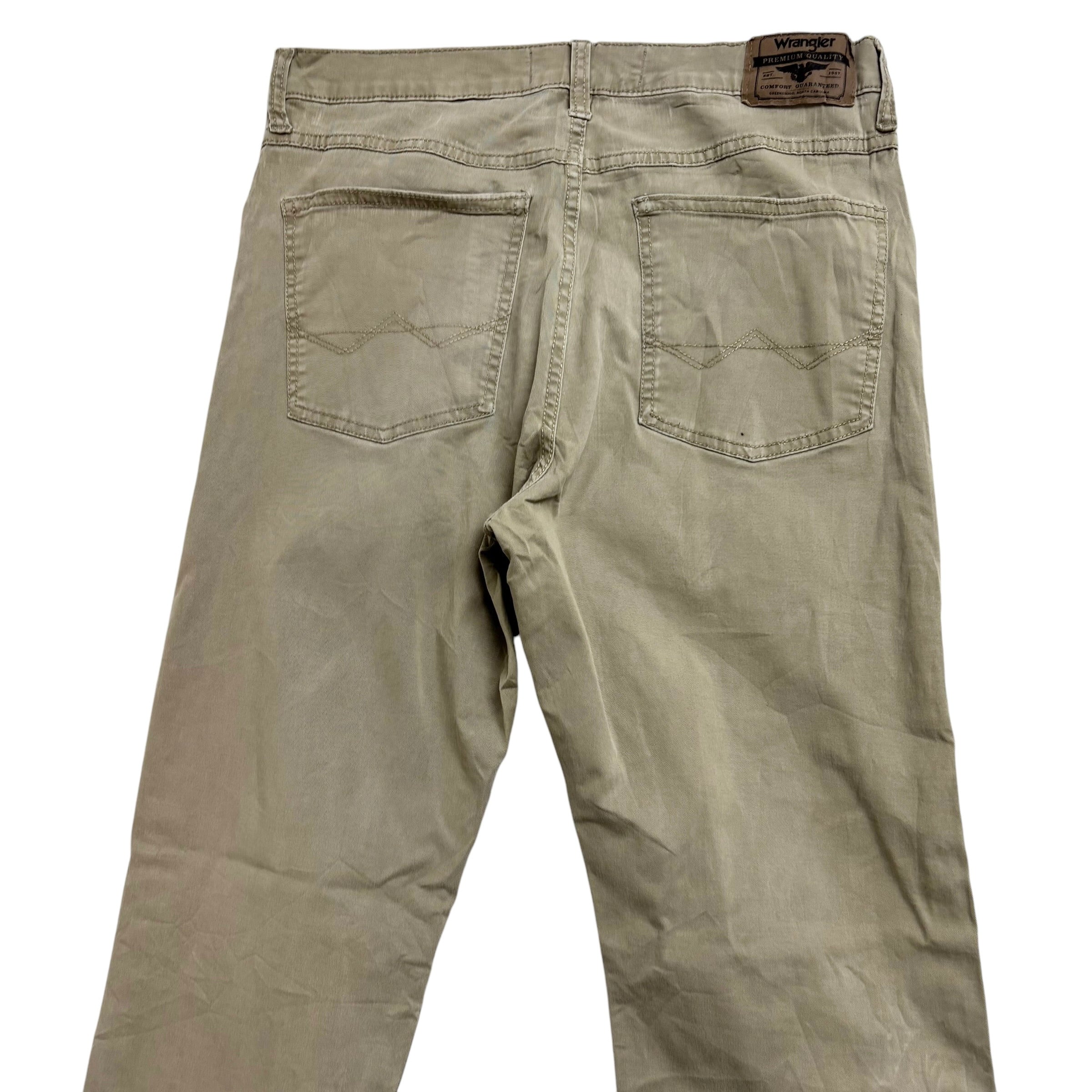 Wrangler Trousers W30 L32 Mens Beige Regular Straight Fit Stretch Cotton Pants