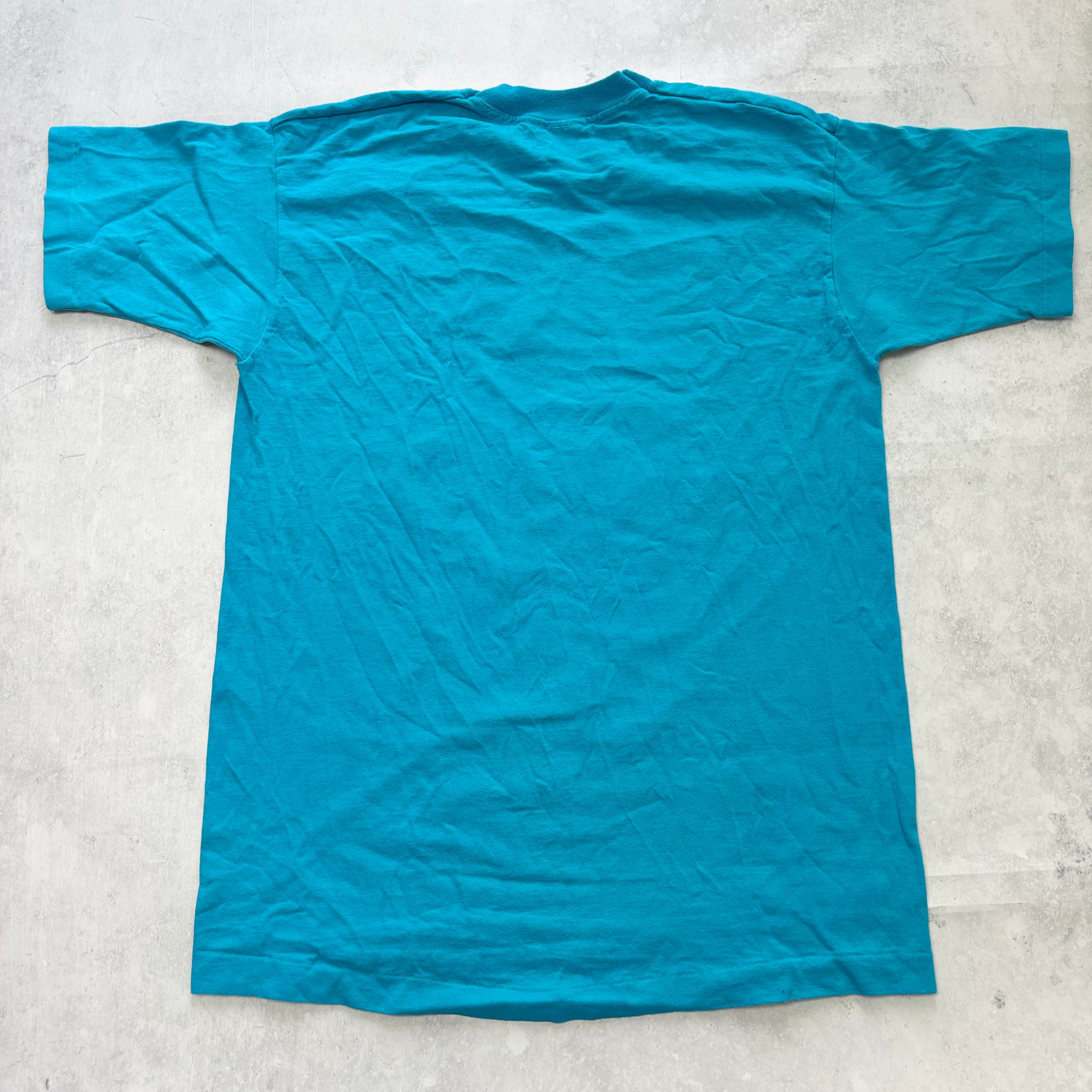 Vintage T Shirt Mens Large Blue Single Stitch Graphic Print 90s USA (E)