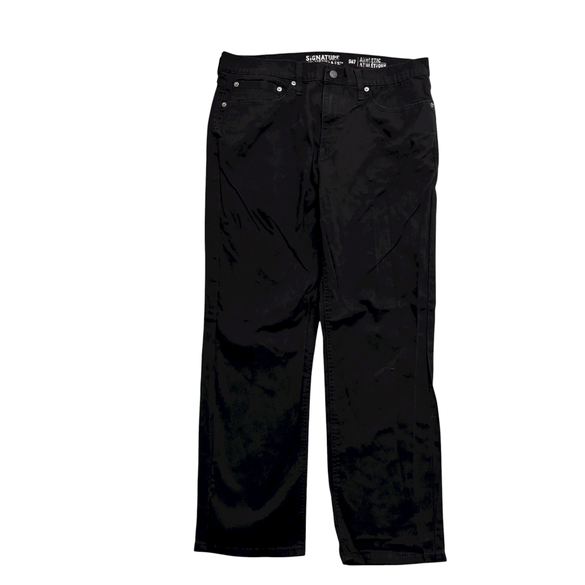 Levis Signature Trousers W34 L29 Mens Black Athletic Fit Stretch Pants (E)