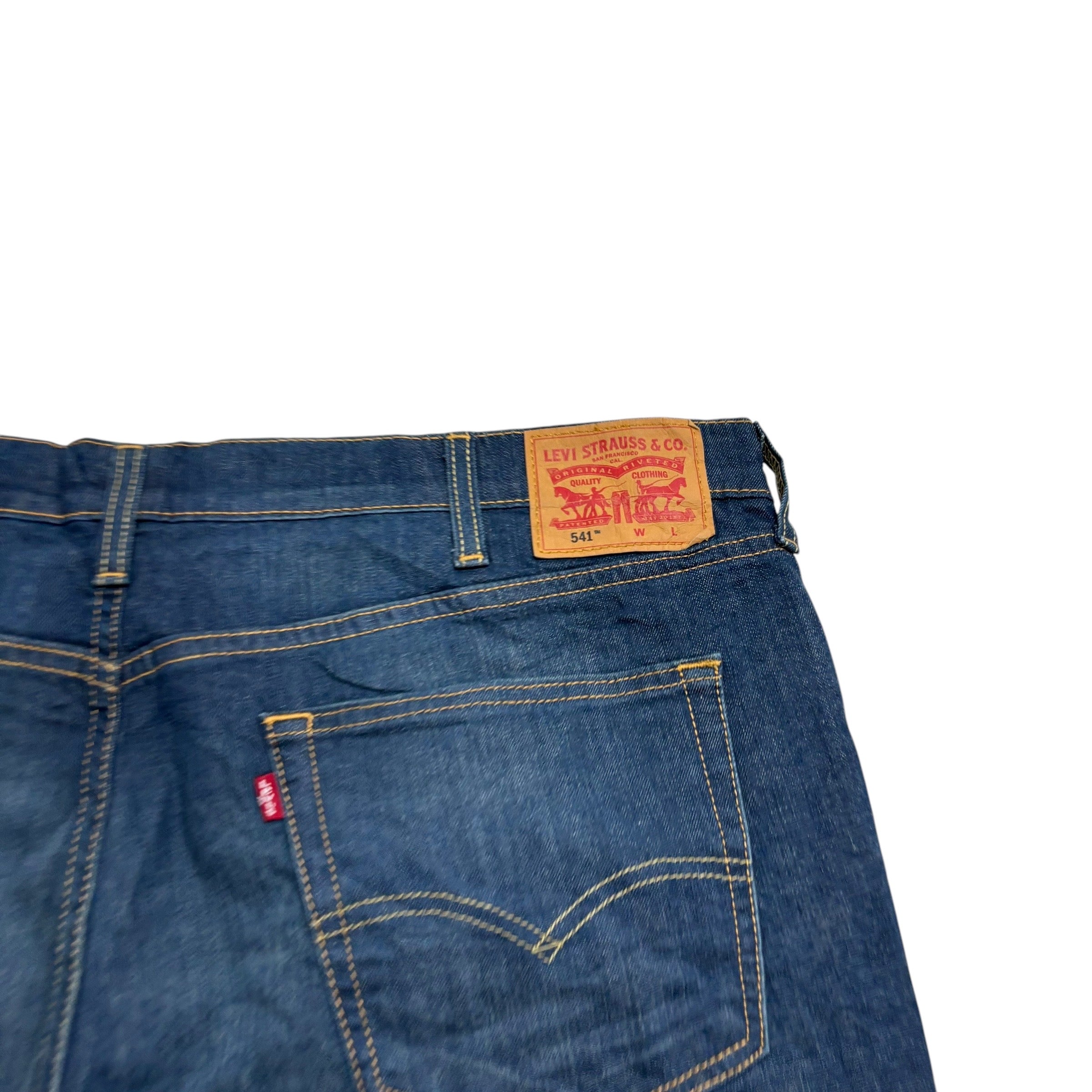 Levis 541 Jeans W44 L32 Mens Dark Blue Athletic Tapered Fit Stretch Denim (E)