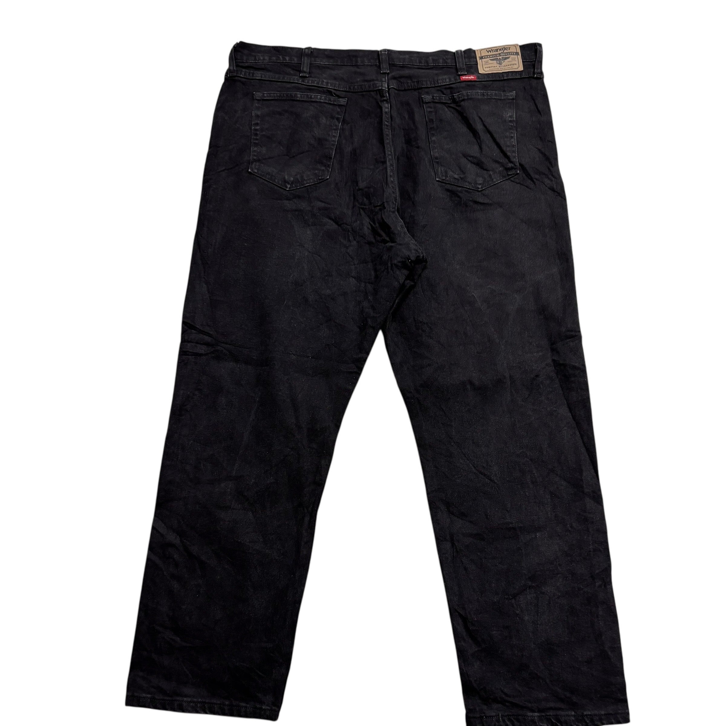 Wrangler Jeans W42 L30 Mens Black Relaxed Straight Fit Stretch Denim (E)