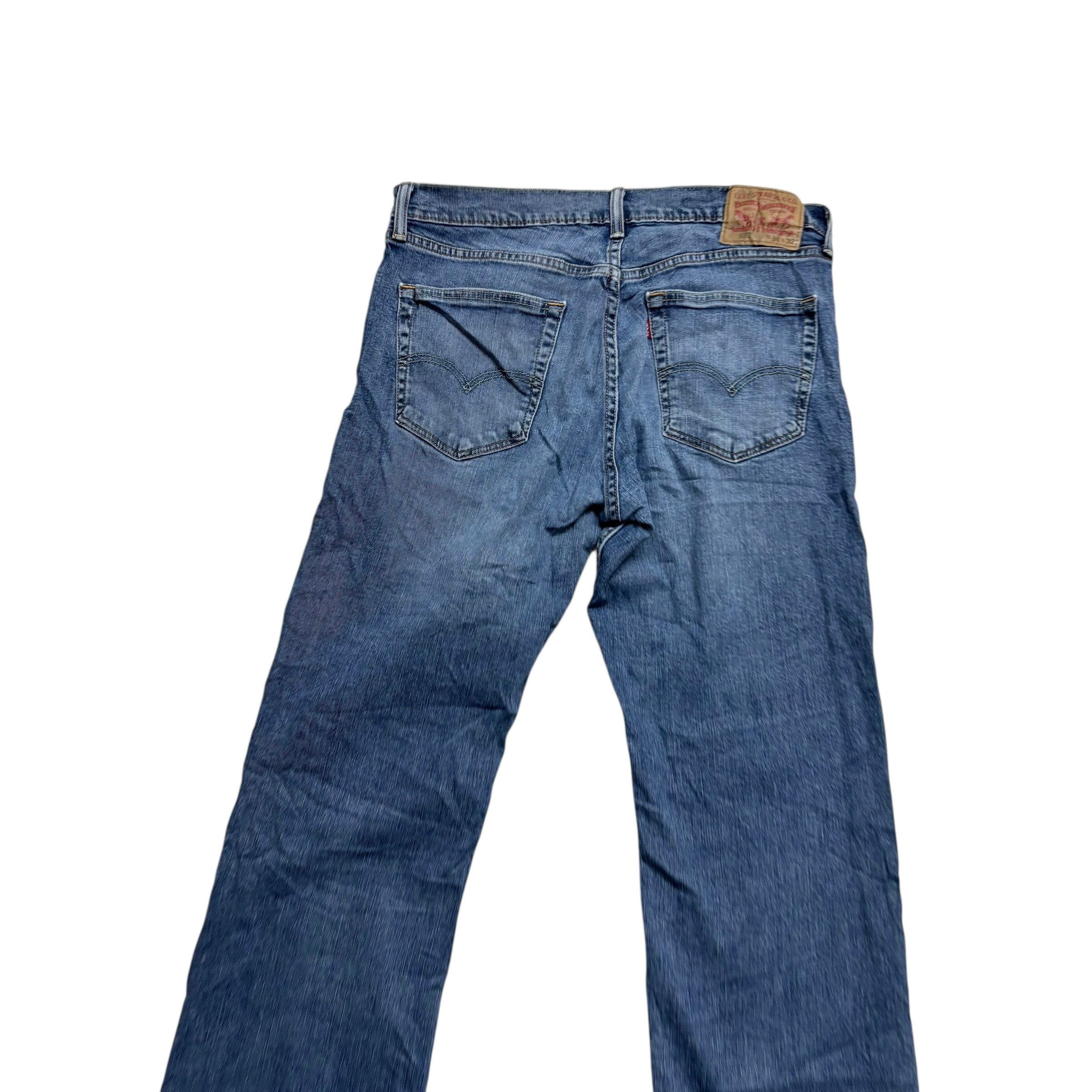 Levis 559 Jeans W34 L32 Mens Mid Blue Relaxed Straight Fit Stretch Denim (E)