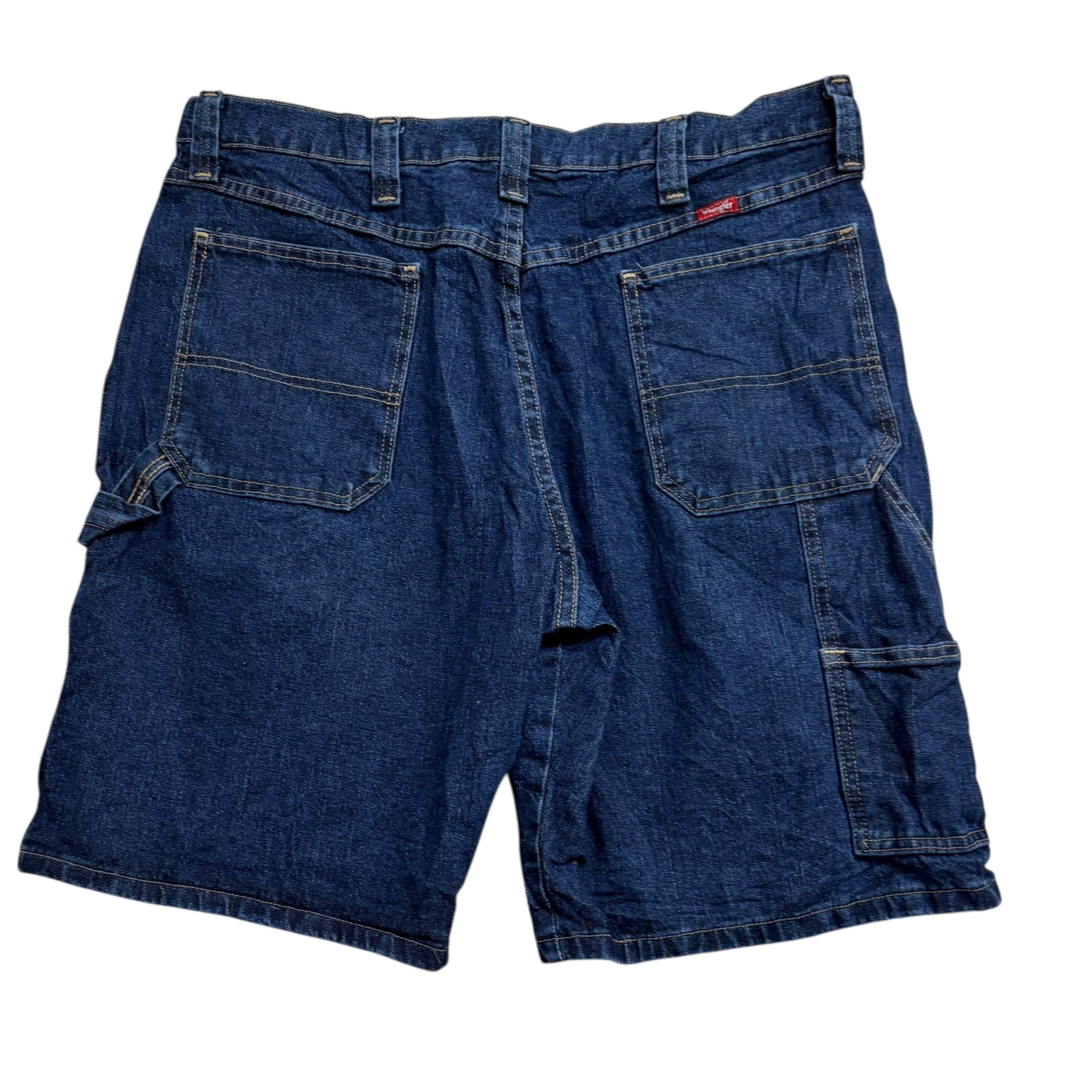 Wrangler Baggy Jorts W36 Mens Dark Blue Denim Shorts Carpenter Stretch (E)