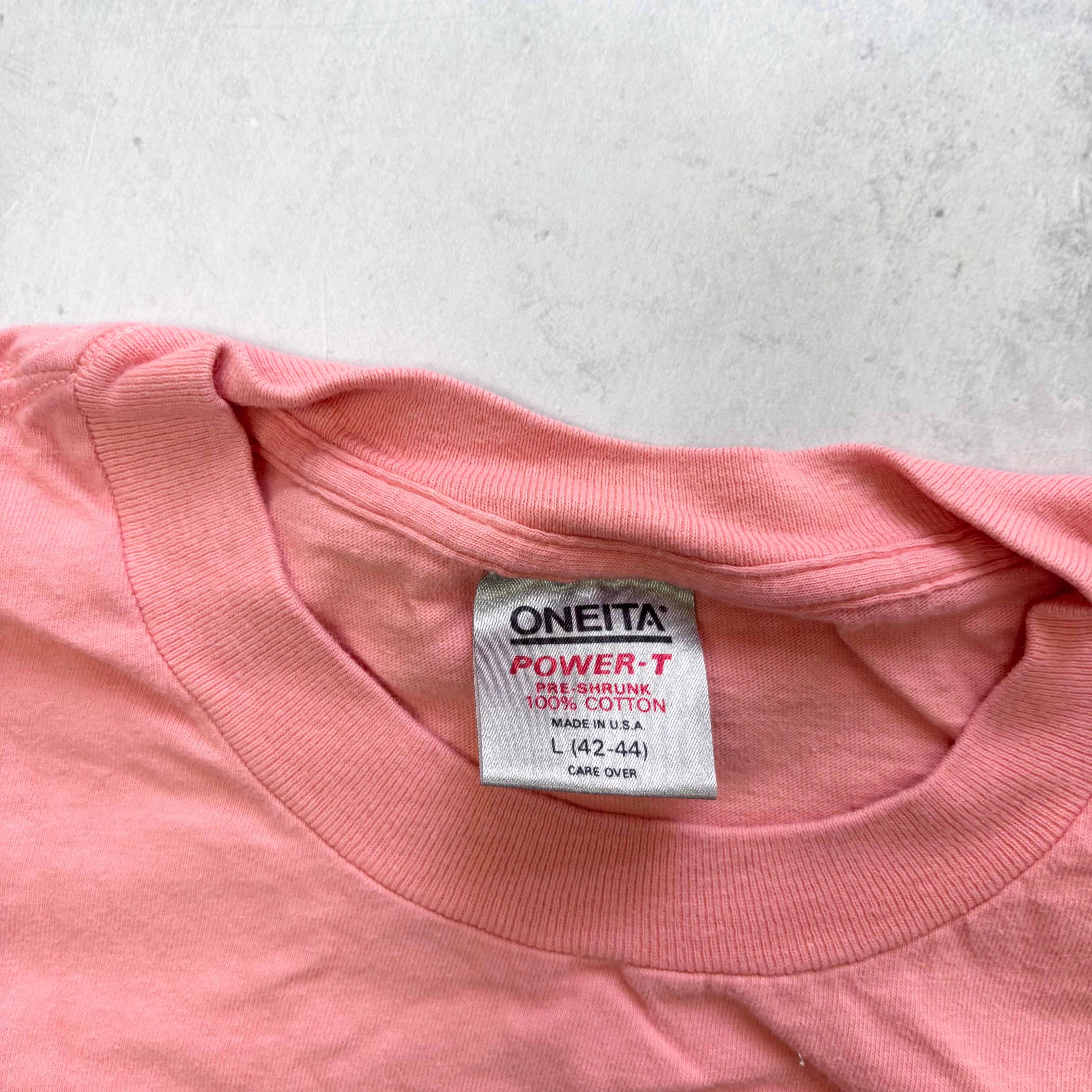 Vintage T Shirt Mens Medium Pink Single Stitch Graphic Print 90s Art (E)