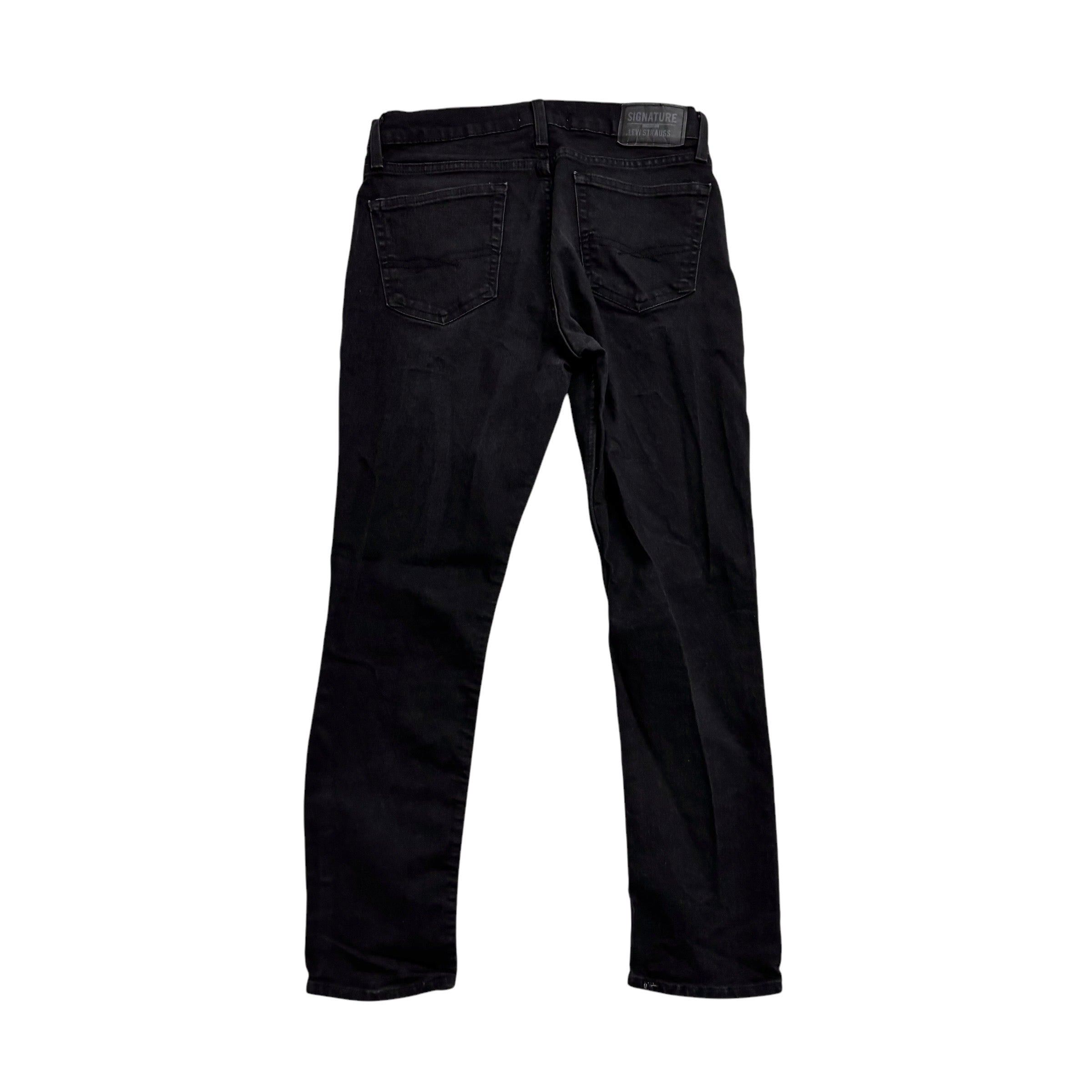 Levis Signature Jeans W32 L30 Mens Black Slim Fit Stretch Denim (E)