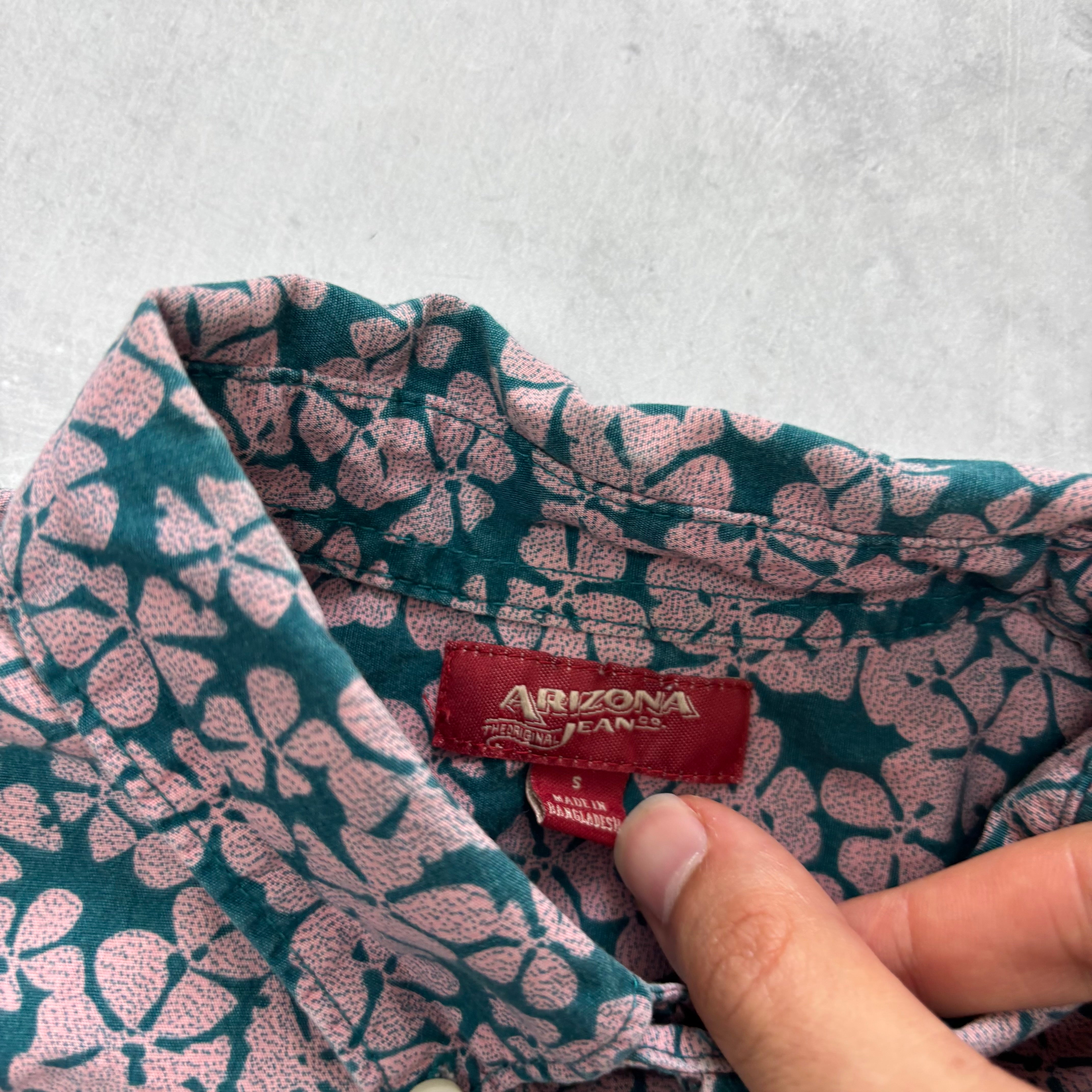 Hawaiian Shirt Mens Small Pink Floral Aloha Short Sleeve Cotton Slim Fit (E)