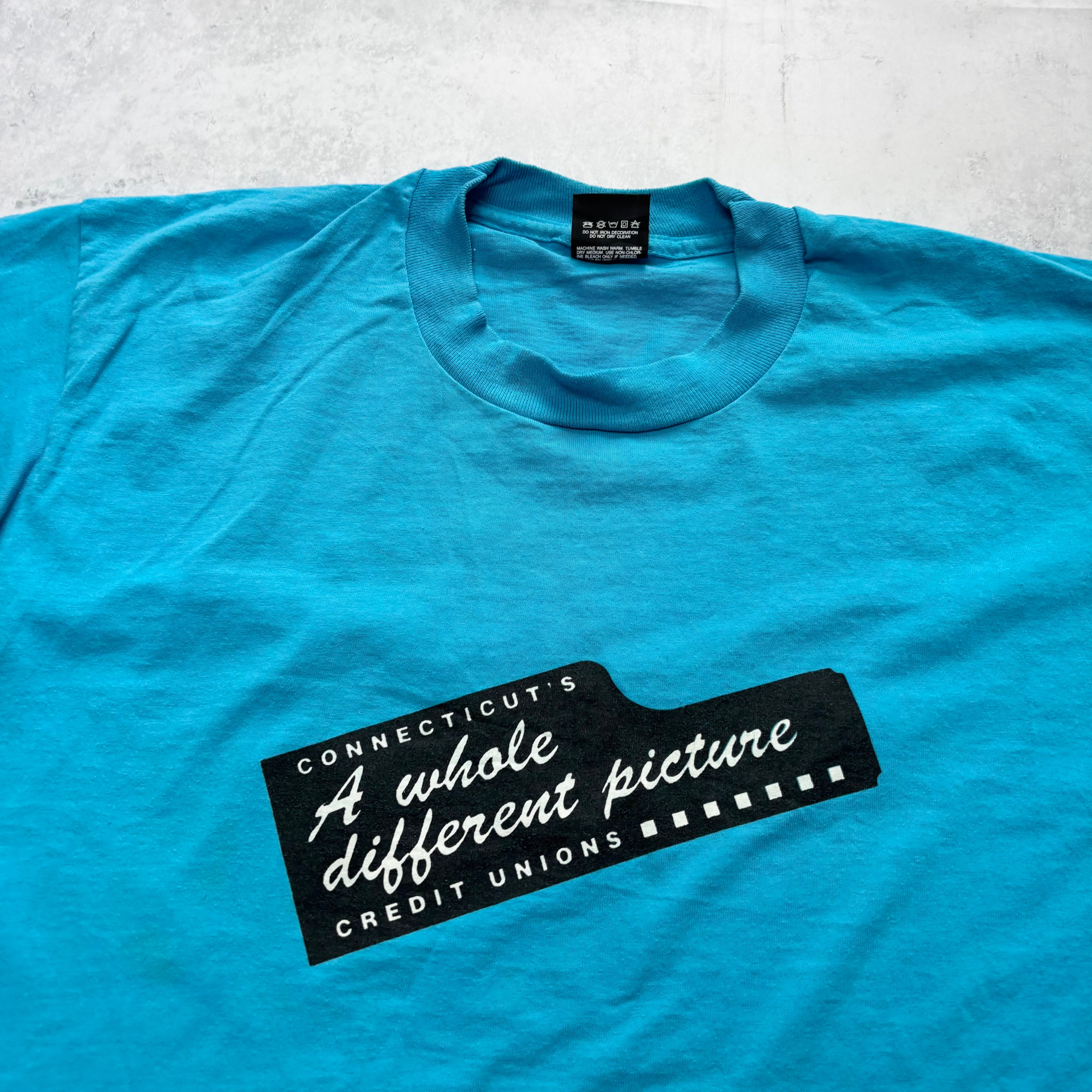 Vintage T Shirt Mens XL Blue Single Stitch Graphic Print 90s USA (F)