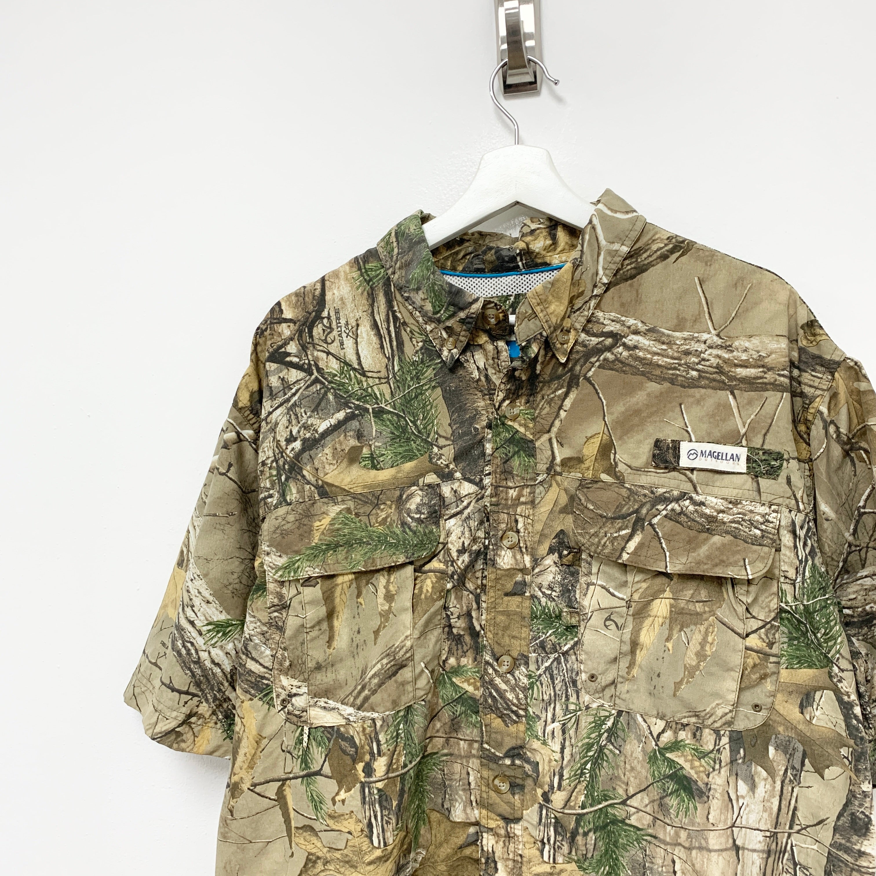 Vintage RealTree Camo USA Hunting Short Sleeve Shirt Large