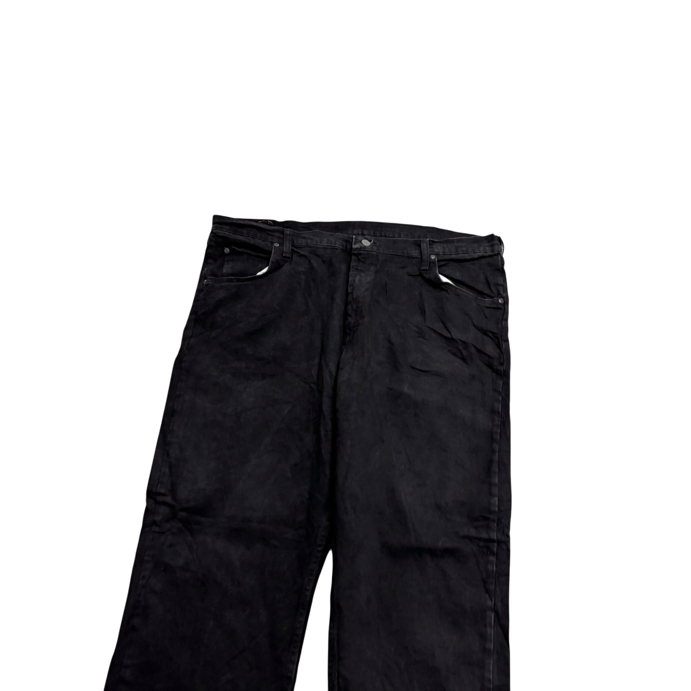 Wrangler Jeans W42 L30 Mens Black Relaxed Straight Fit Stretch Denim (E)