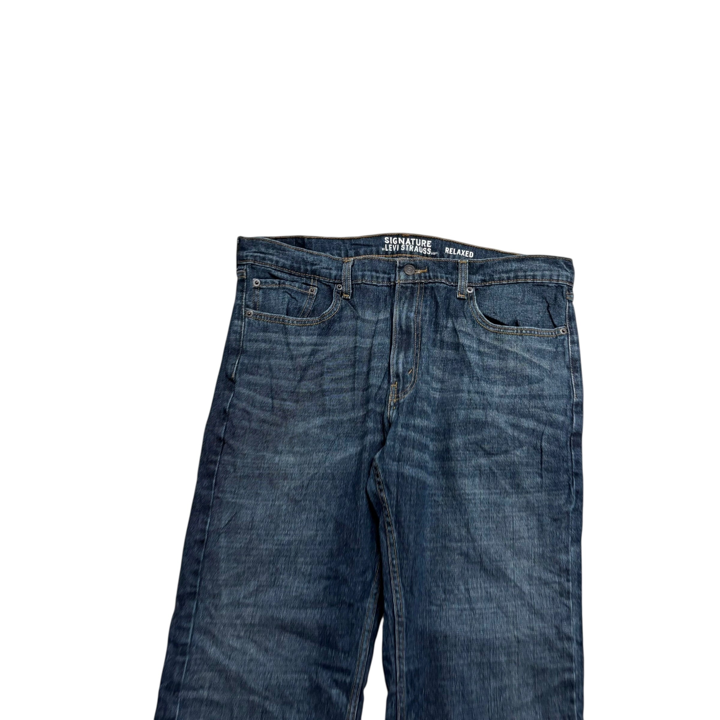 Levis Signature Jeans W36 L30 Mens Dark Blue Relaxed Baggy Fit Stretch (E)