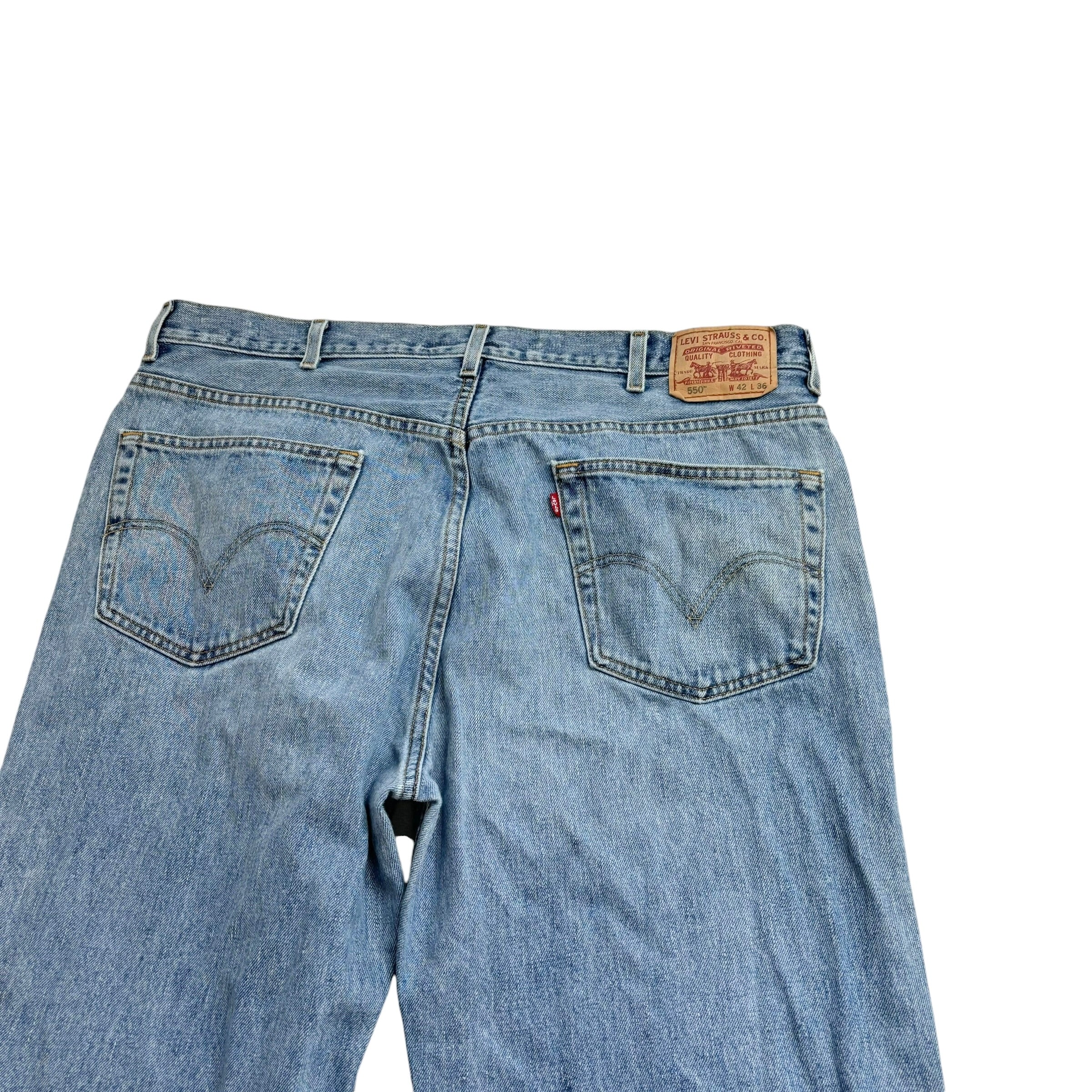 Levis 550 Jeans W42 L36 Mens Light Blue Baggy Relaxed Straight Fit Vintage Denim