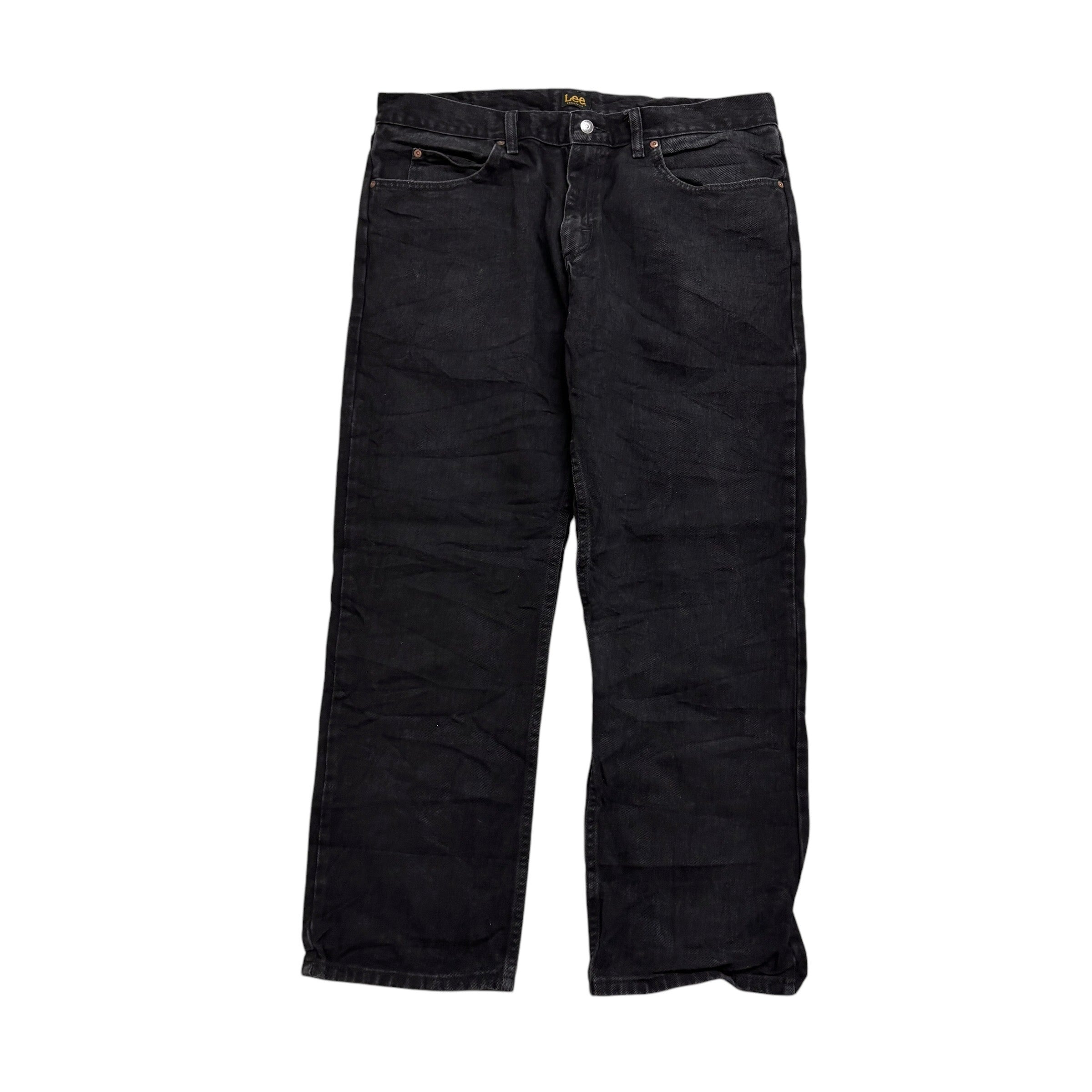 Lee Jeans W38 L30 Mens Black Regular Straight Fit Denim (E)