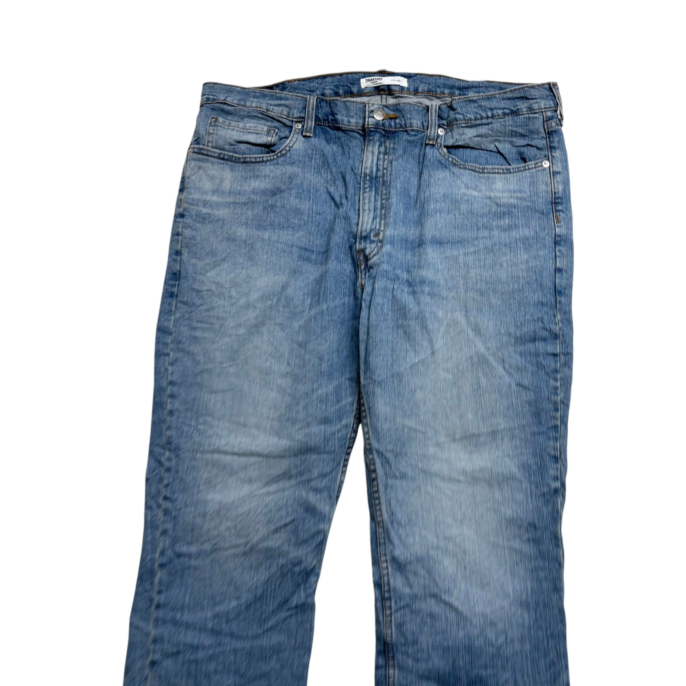 Levis Signature Jeans W40 L30 Mens Light Blue Regular Straight Fit Stretch (E)