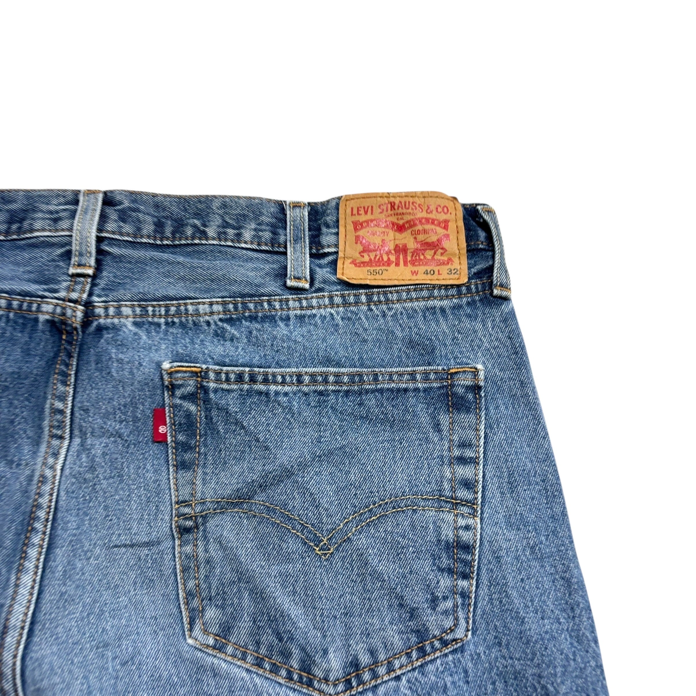 Levis 550 Jeans W40 L32 Mens Mid Blue Baggy Relaxed Straight Fit Denim