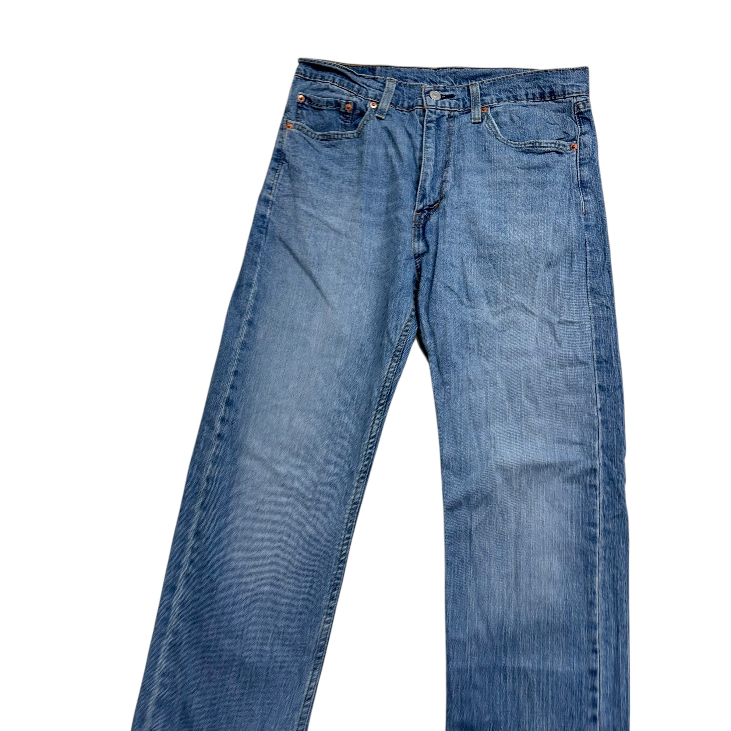 Levis 505 Jeans W32 L34 Mens Mid Blue Regular Straight Fit Stretch Denim (E)