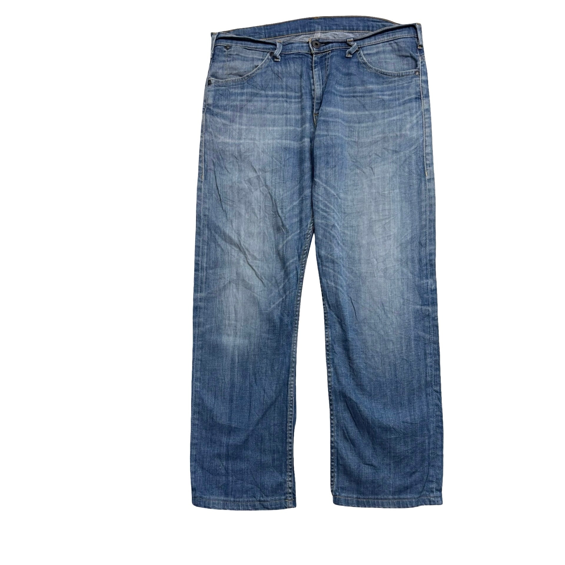 Levis 506 Jeans W34 L30 Mens Mid Blue Relaxed Straight Fit Stretch Denim (E)