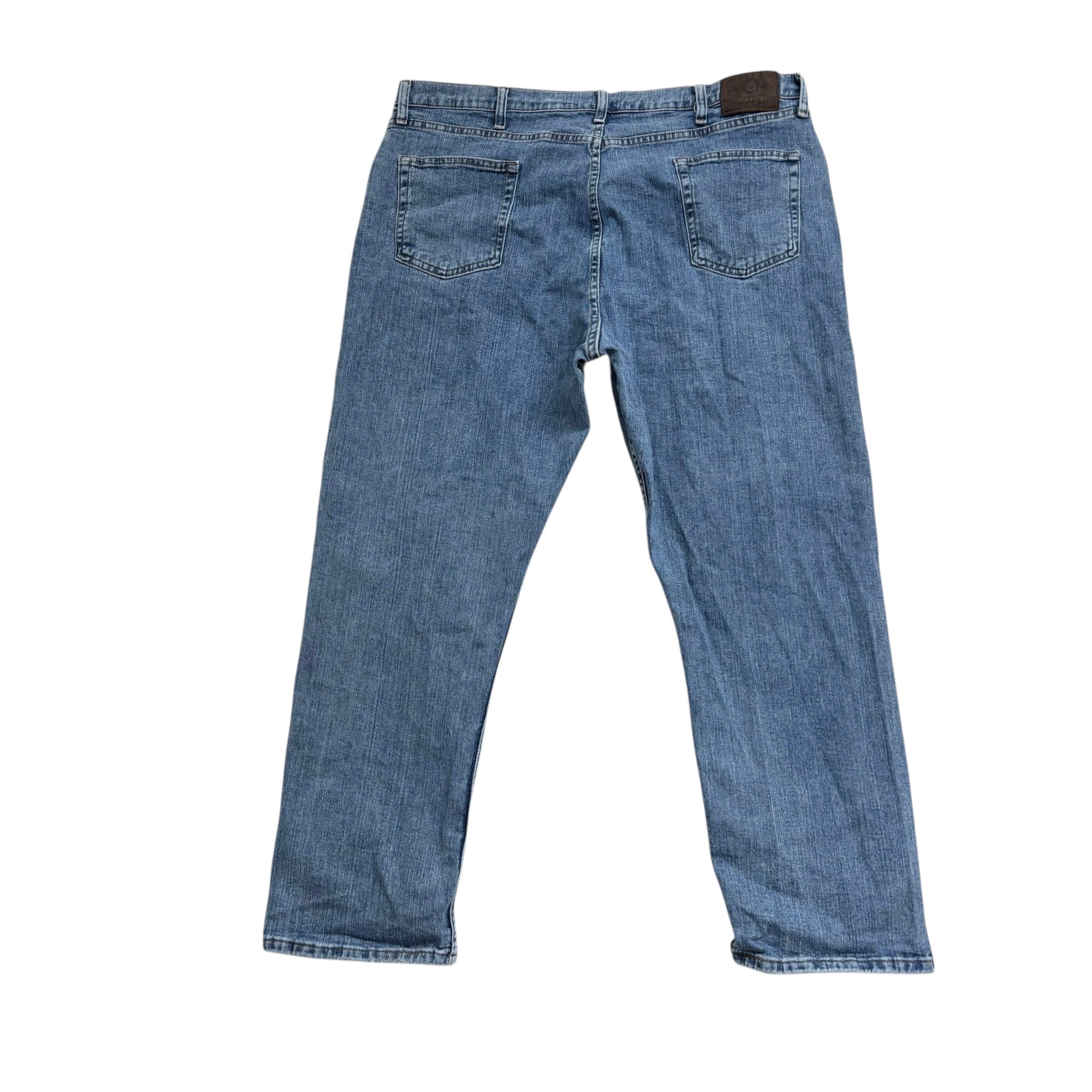 Wrangler Jeans W40 L30 Mens Mid Blue Relaxed Straight Fit Stretch Denim