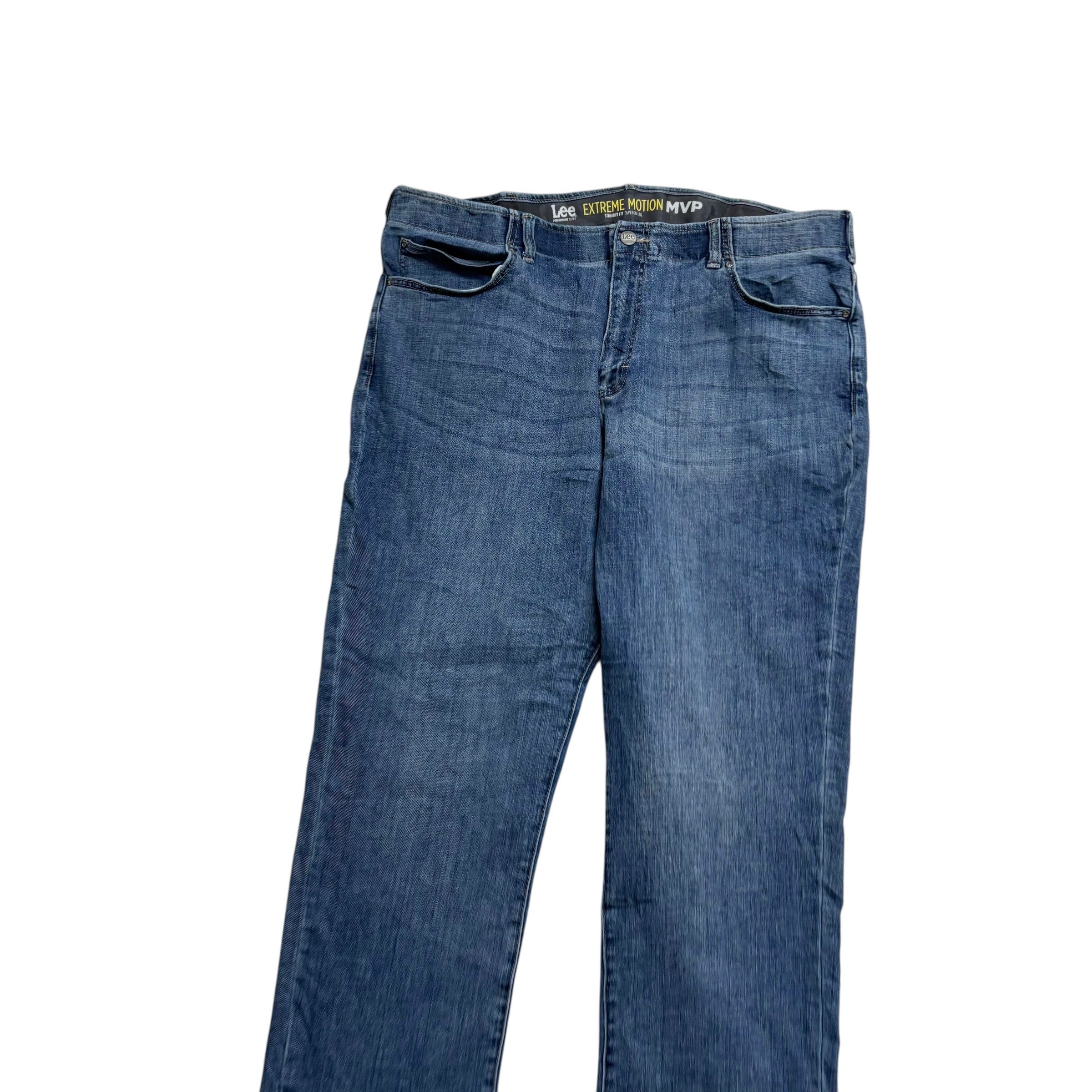 Lee Jeans W44 L34 Mens Mid Blue Regular Tapered Fit Stretch Denim (E)