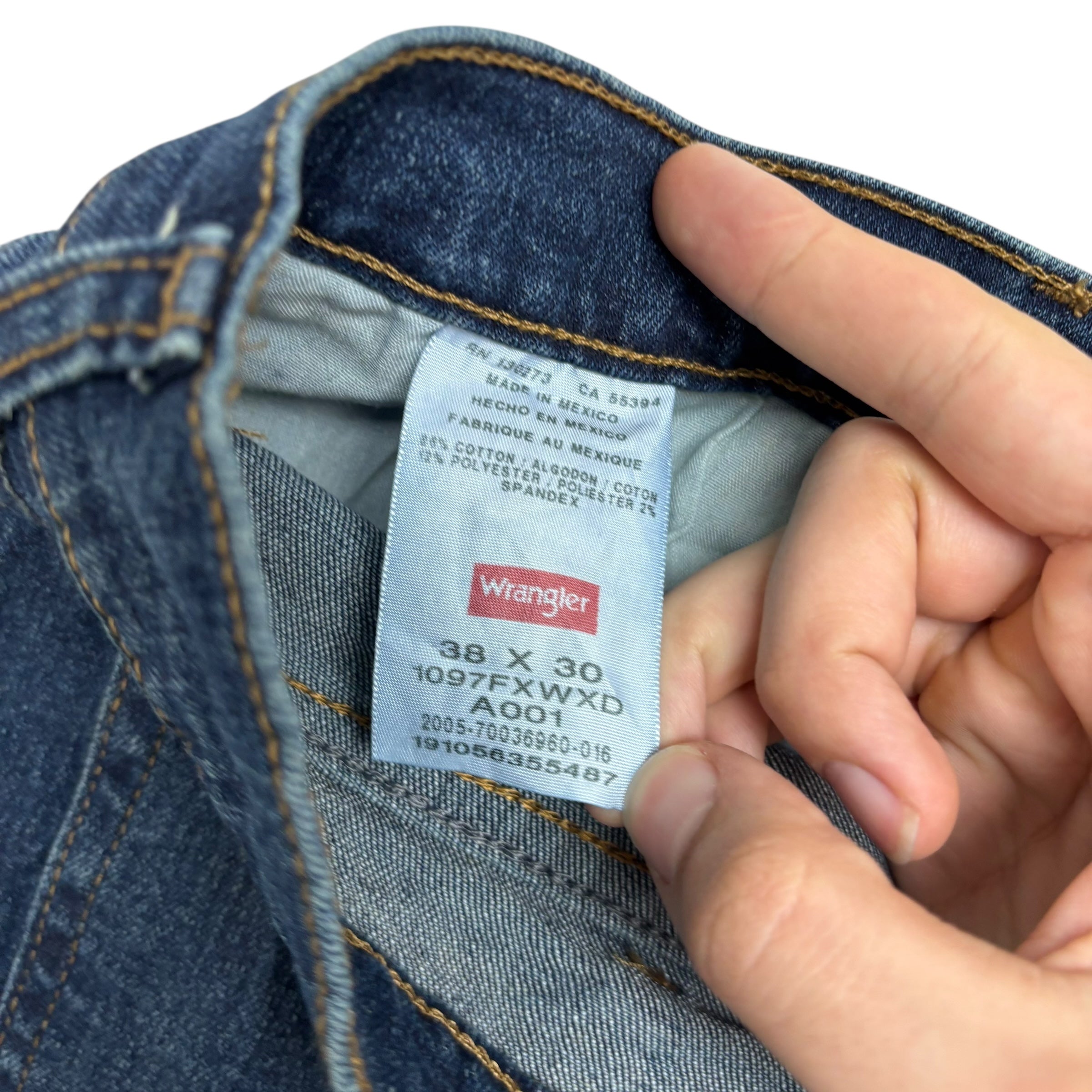 Wrangler Jeans W38 L30 Mens Dark Blue Relaxed Straight Fit Stretch Denim (E)