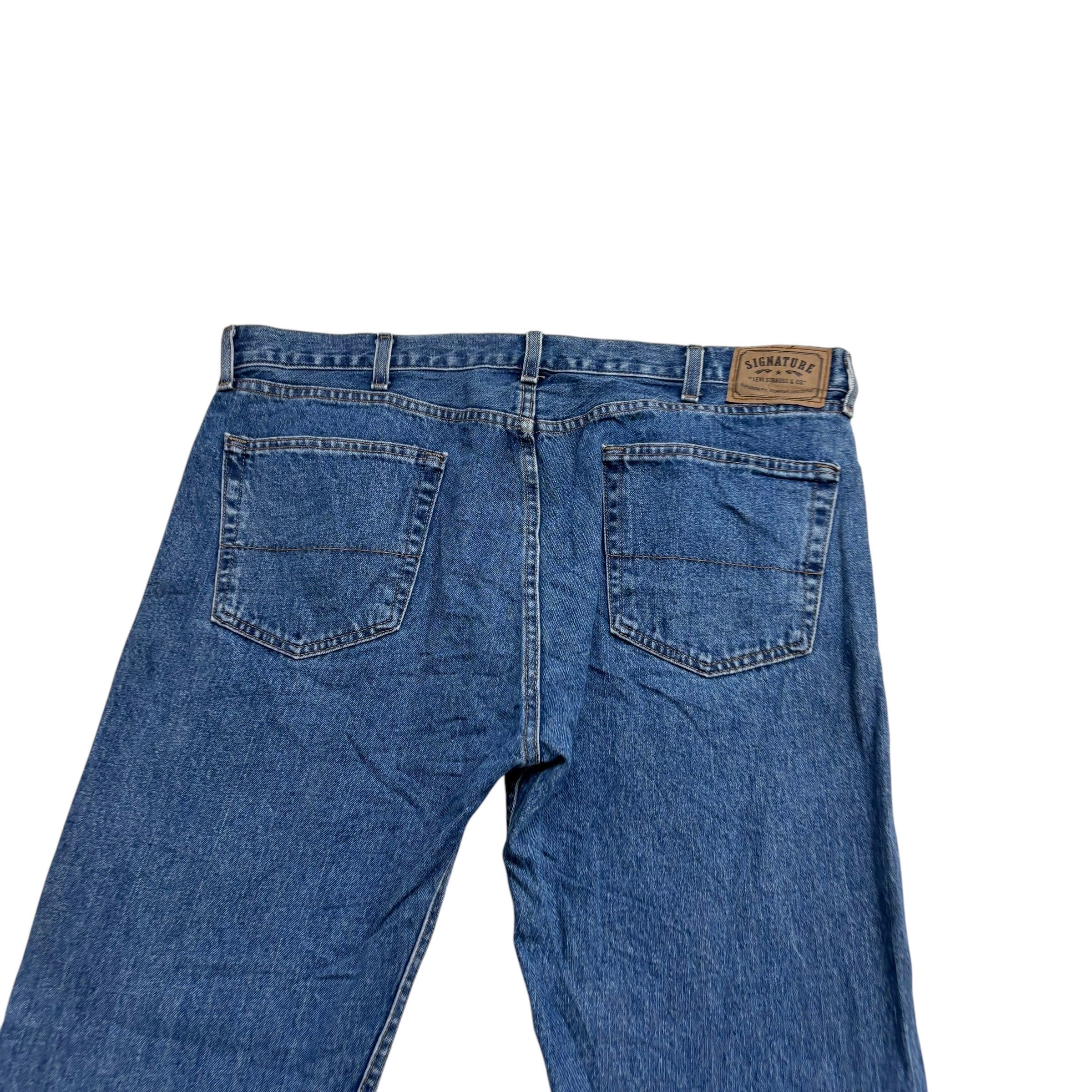 Levis Signature Jeans W40 L30 Mens Mid Blue Regular Straight Fit Denim