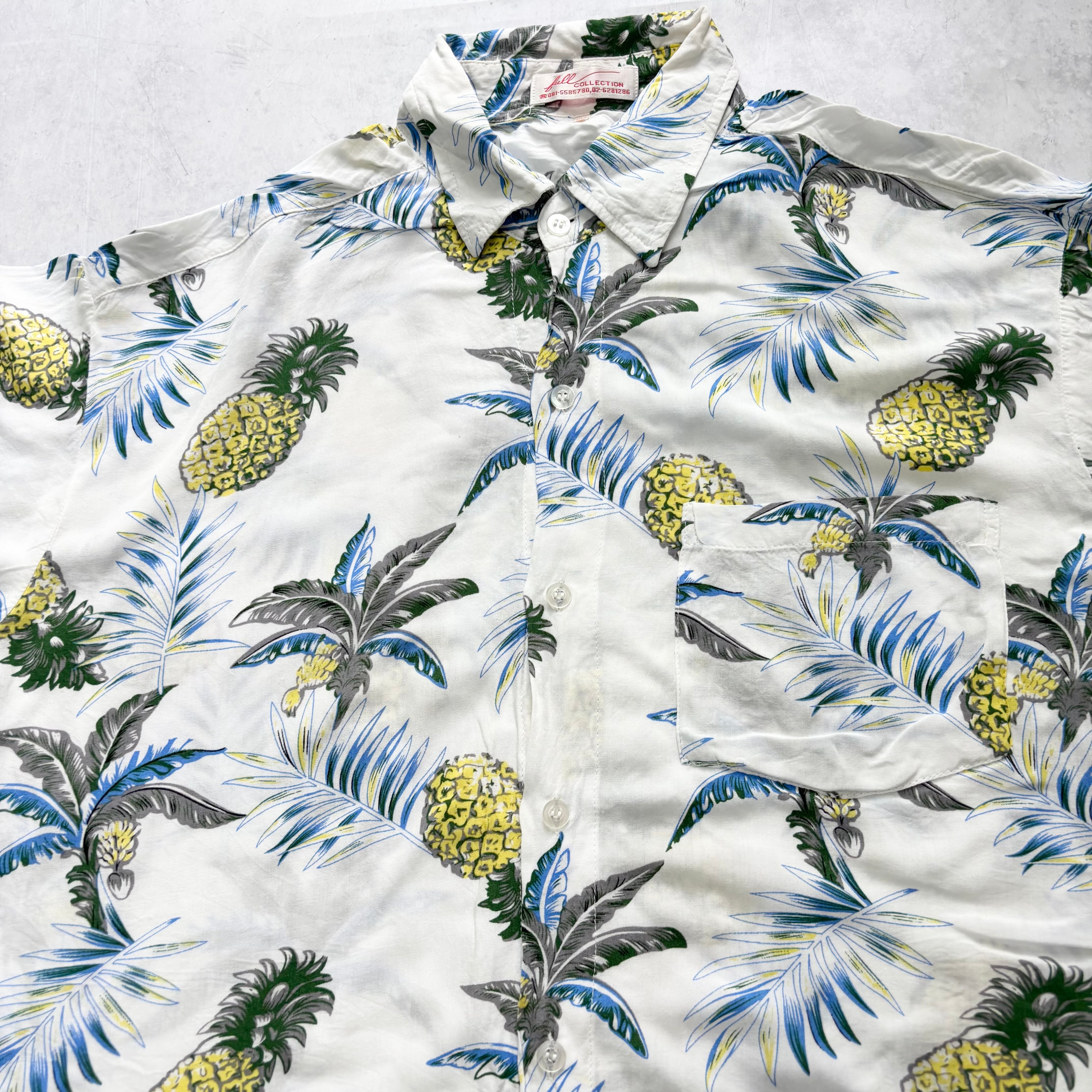 Vintage Hawaiian Shirt Mens Large White Floral Aloha Short Sleeve (E)