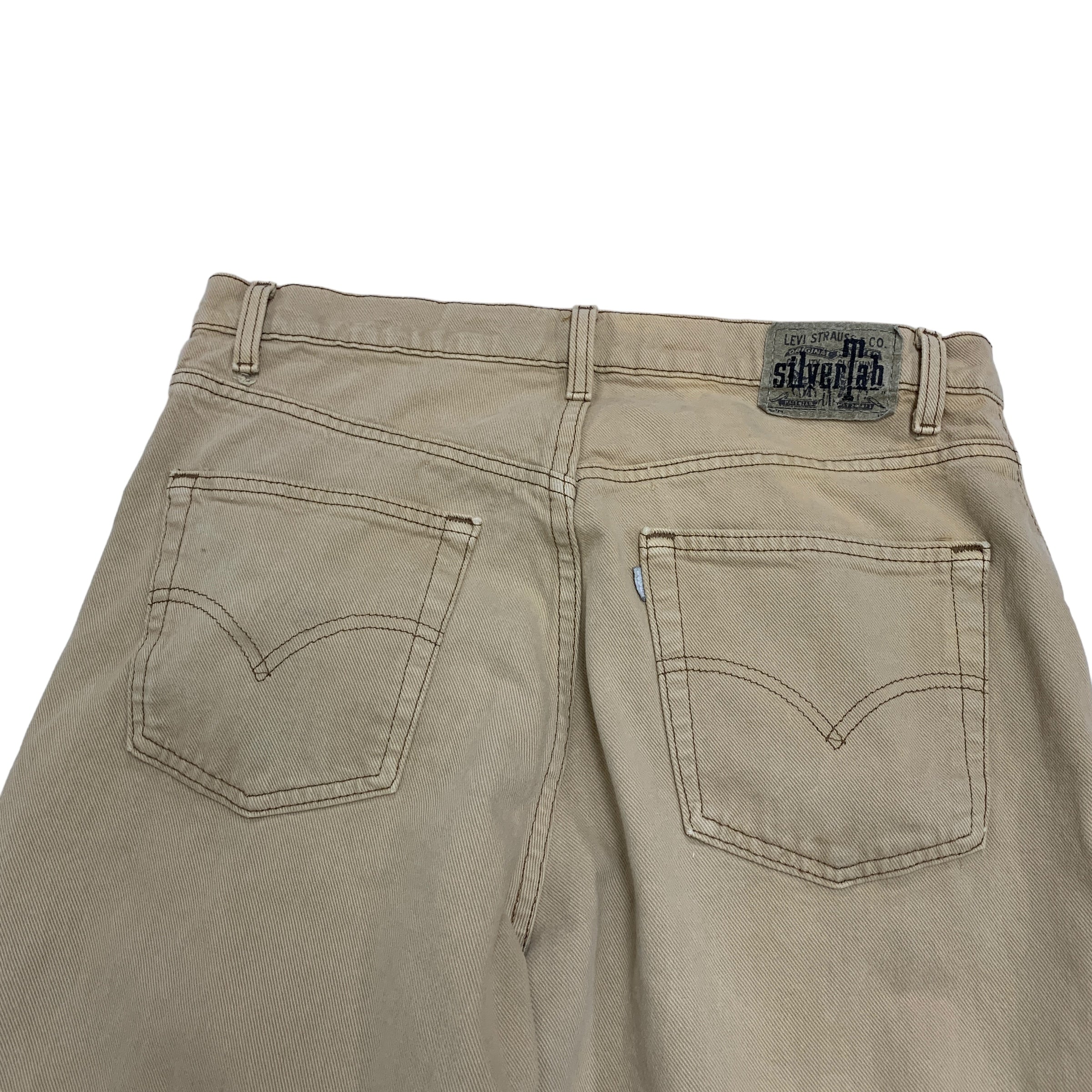 Levis Silvertab Baggy Jeans W36 L34 Mens Beige Vintage Made In USA 90s Denim