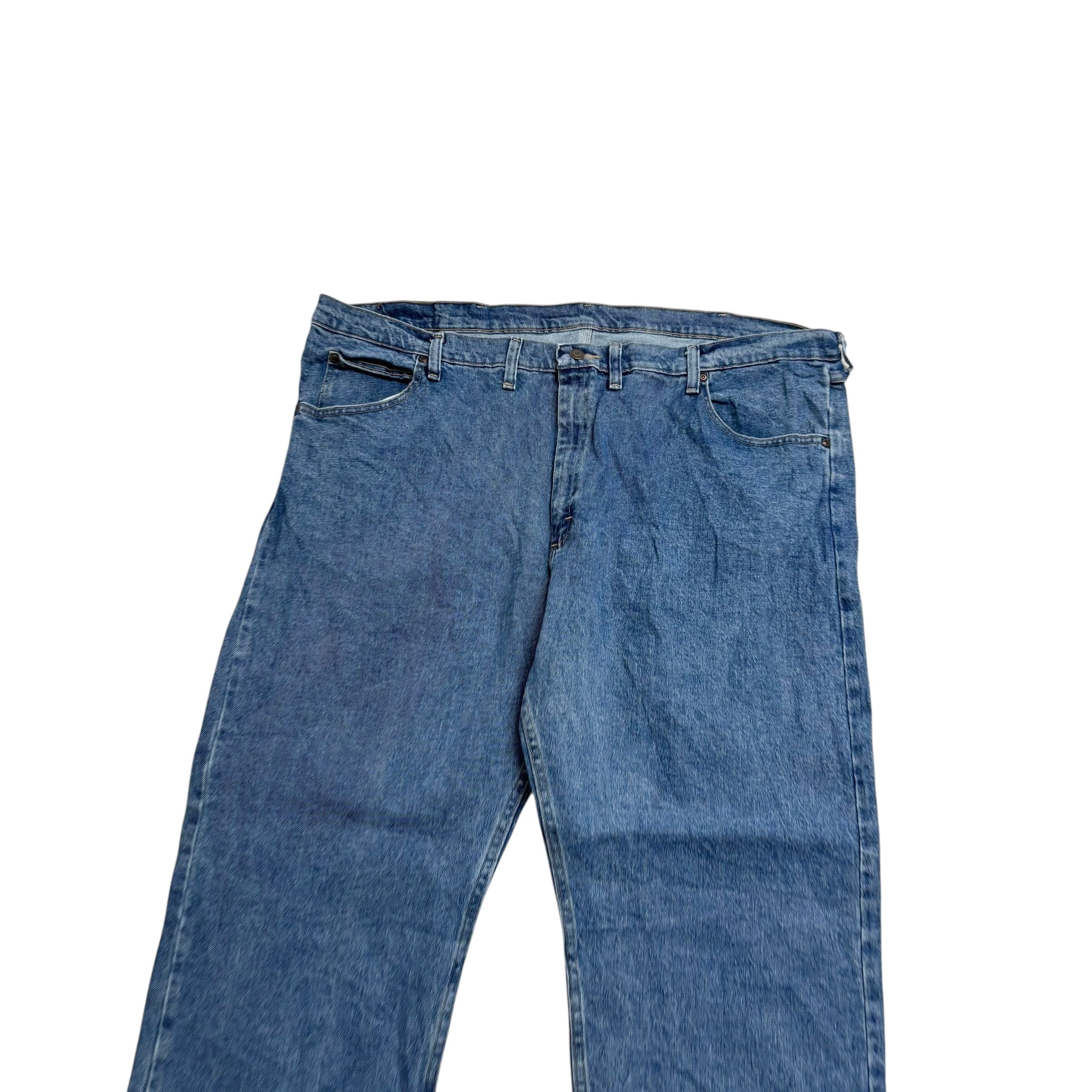 Wrangler Jeans W46 L30 Mens Mid Blue Regular Straight Fit Stretch Denim (E)
