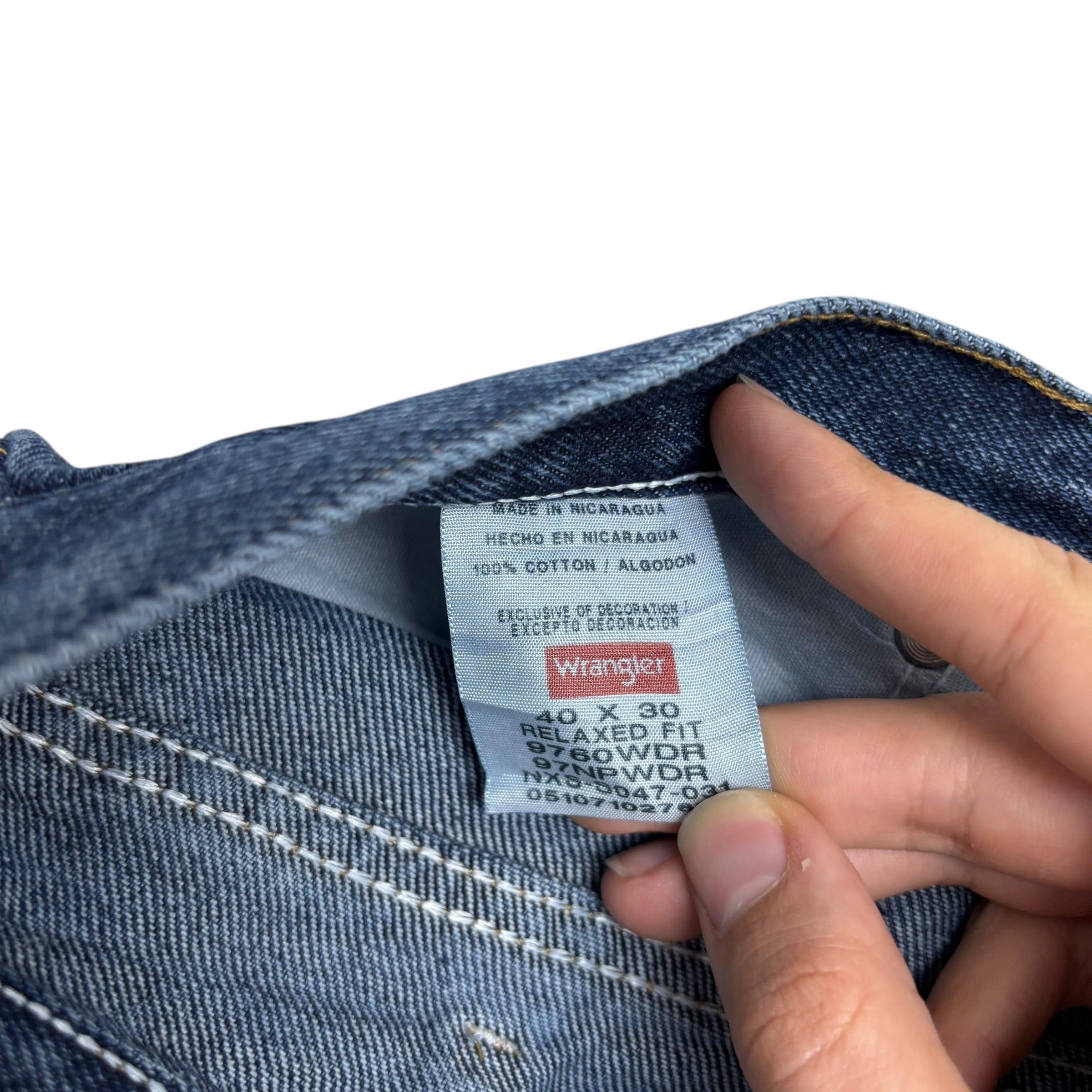Wrangler Jeans W40 L30 Mens Dark Blue Relaxed Straight Fit Denim (E)