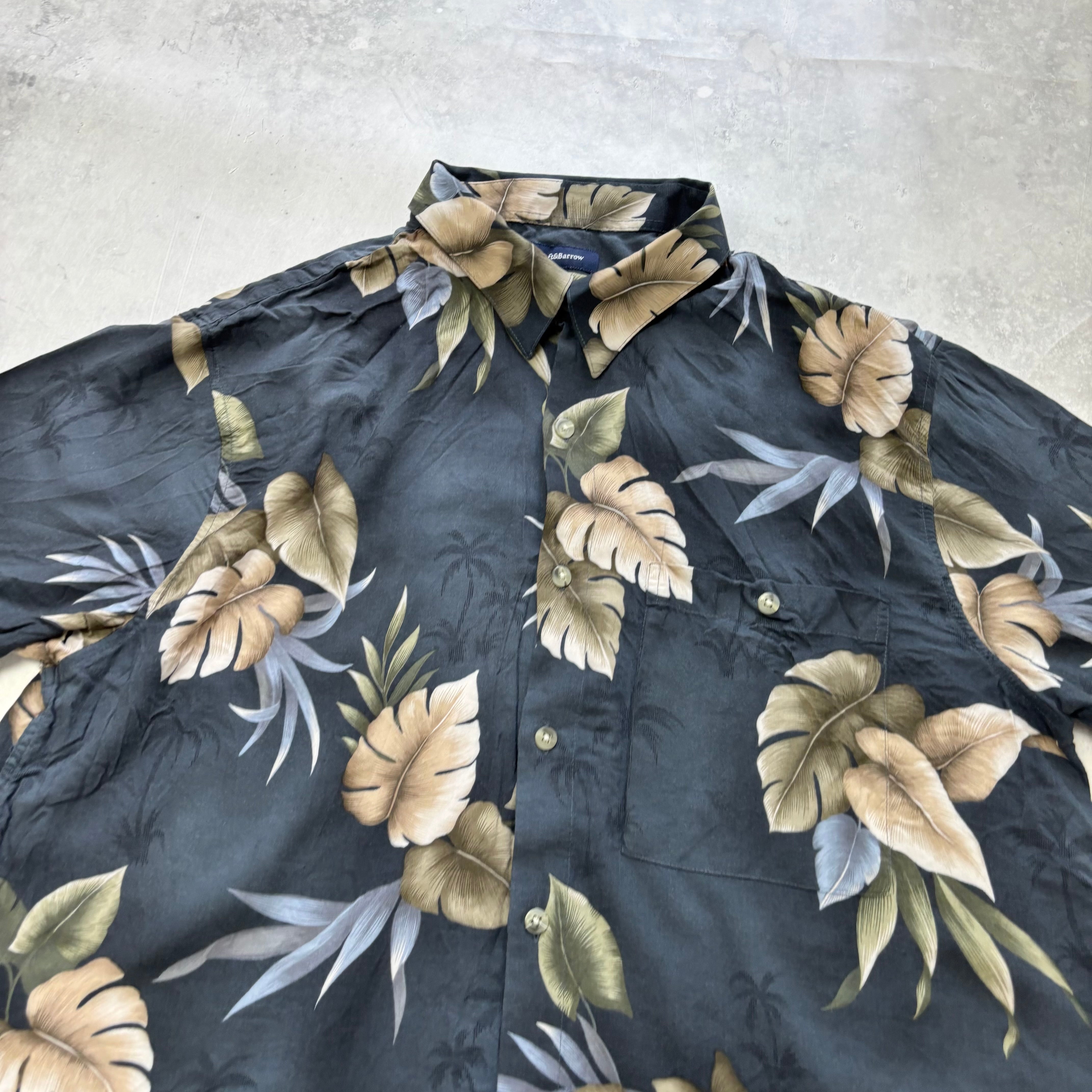 Hawaiian Shirt Mens Large Blue Floral Aloha Short Sleeve Rayon (E)