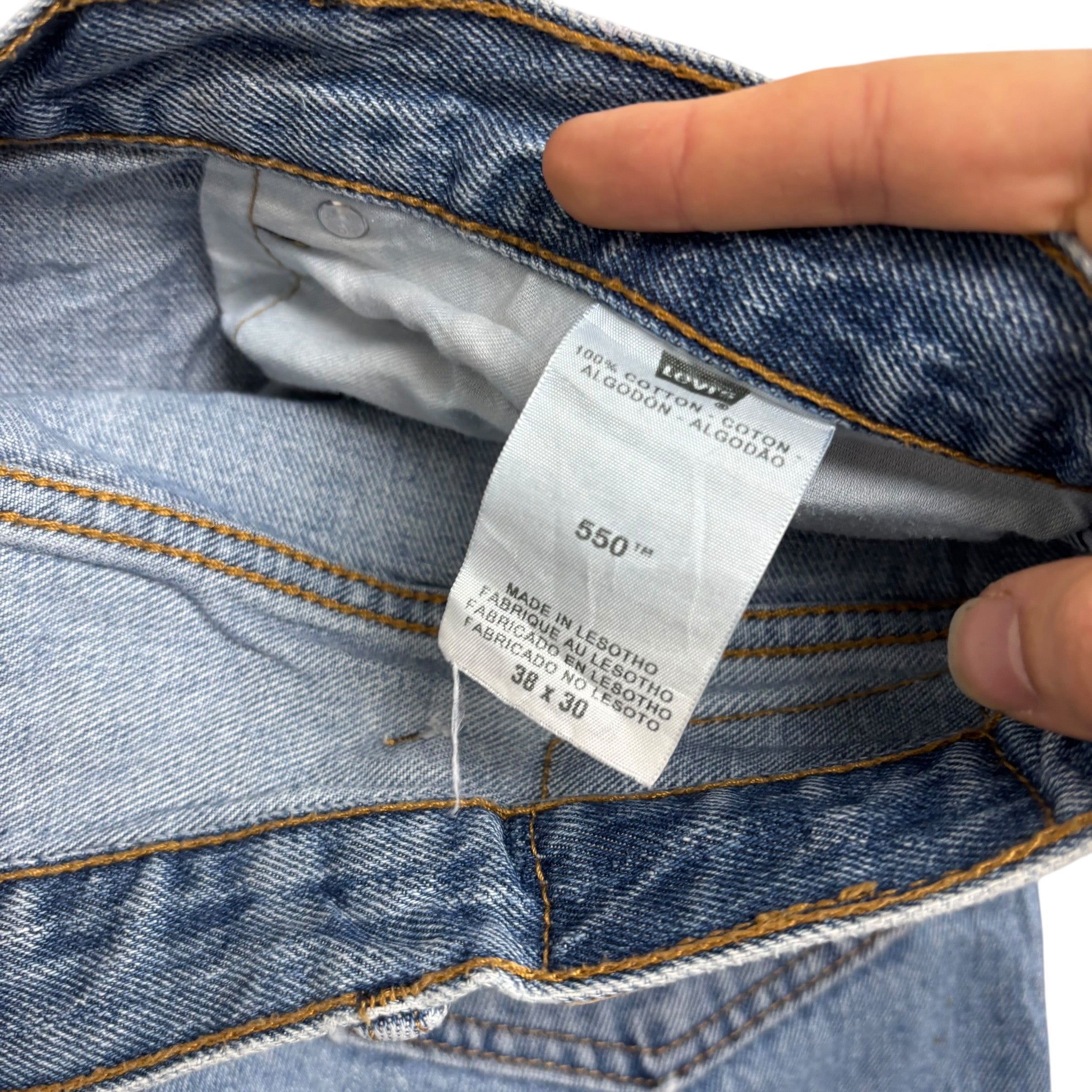 Levis 550 Jeans W38 L30 Mens Light Blue Baggy Relaxed Straight Vintage Denim (F)