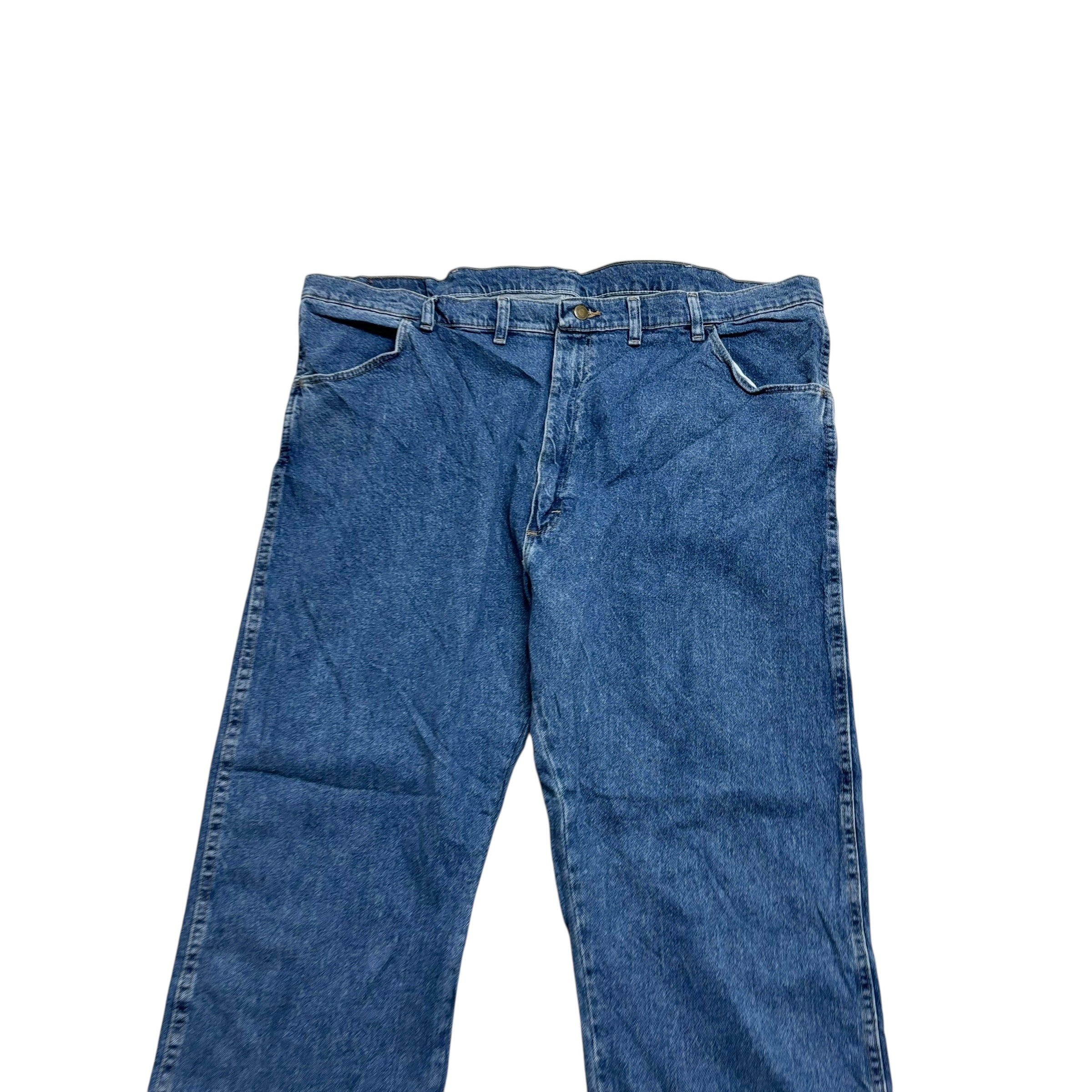 Wrangler Jeans W44 L32 Mens Mid Blue Relaxed Straight Fit Stretch Denim (E)