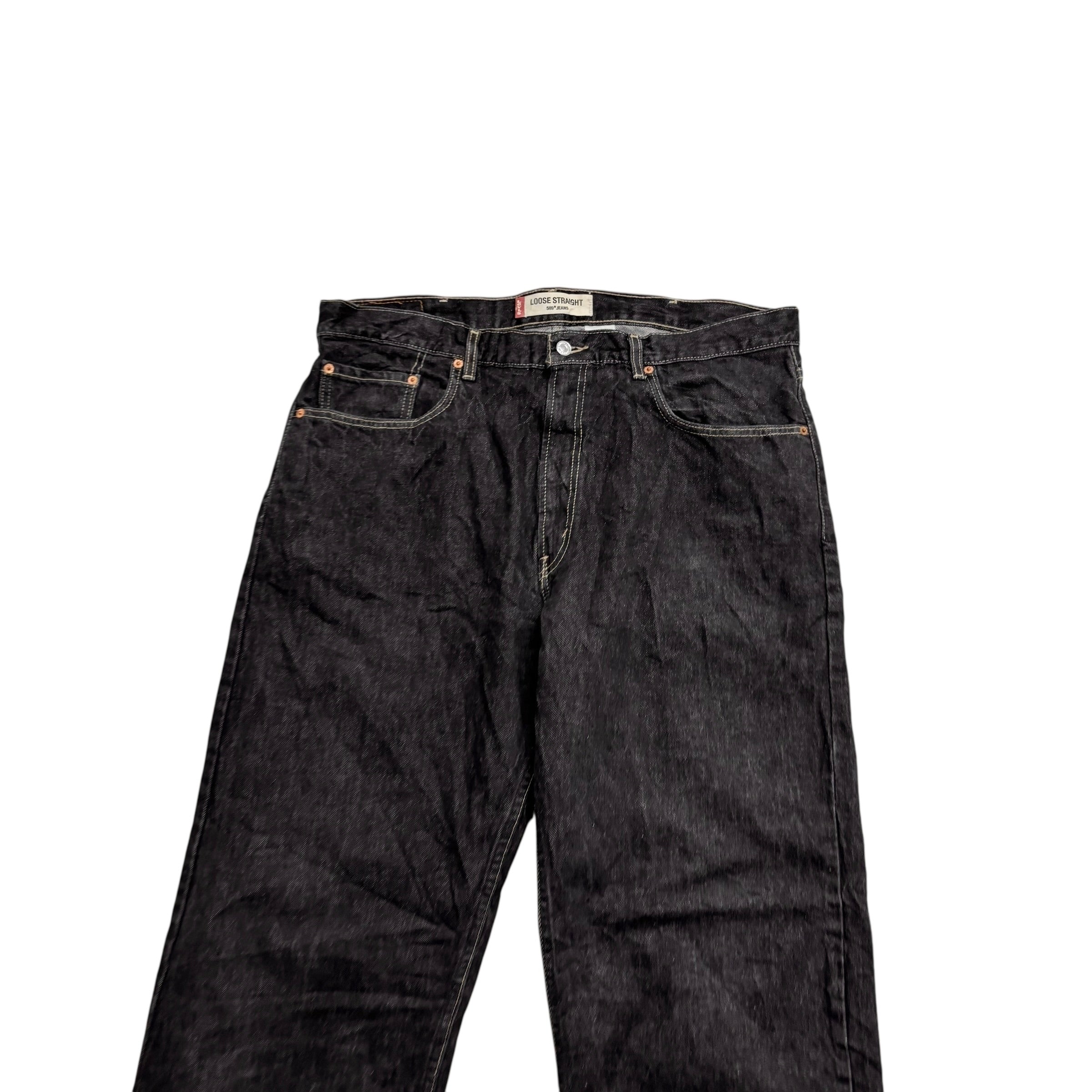 Levis 569 Jeans W38 L32 Mens Black Baggy Relaxed Straight Fit Vintage (E)