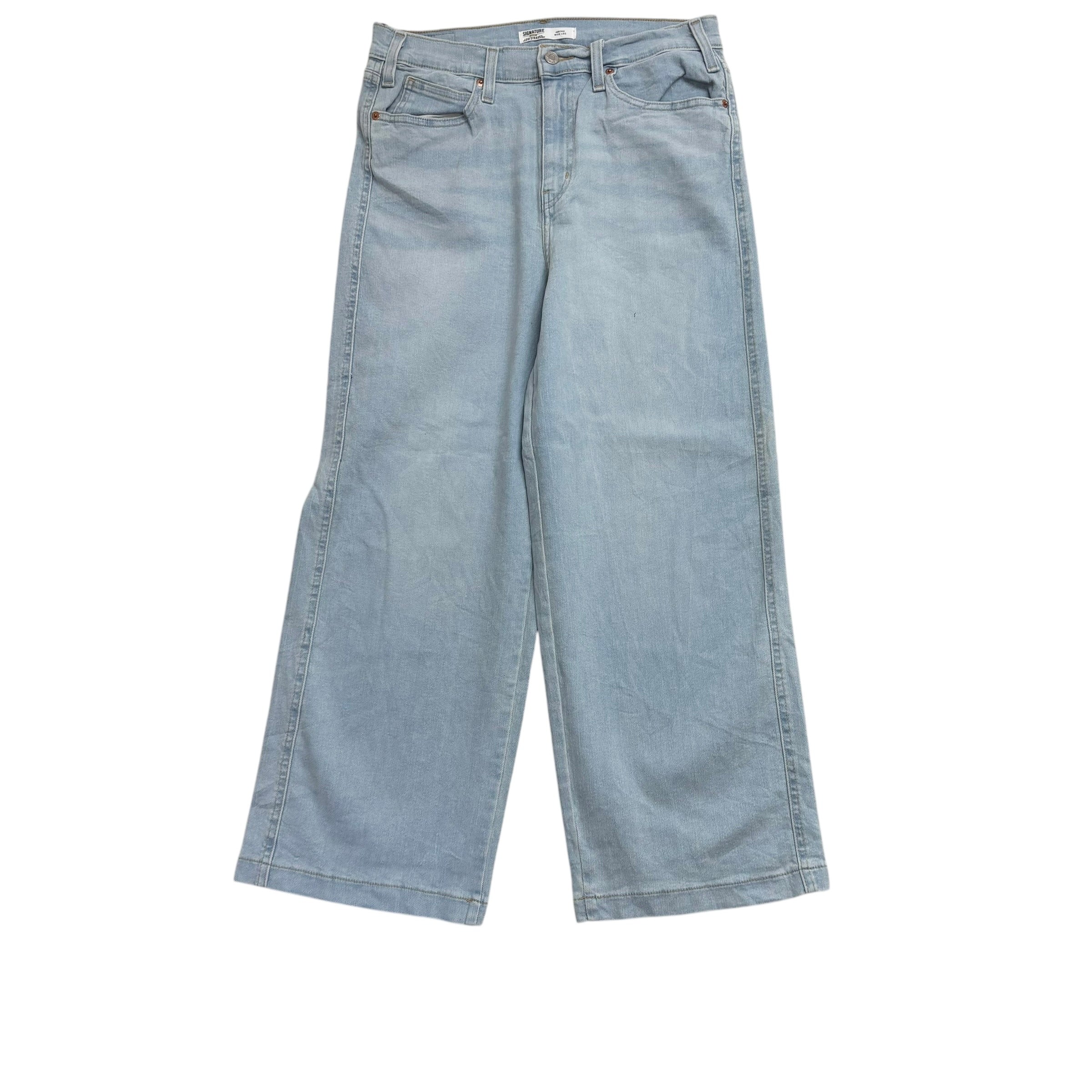 Levis Signature Jeans W31 L27 Womens Wide Baggy Fit Light Blue Stretch Denim