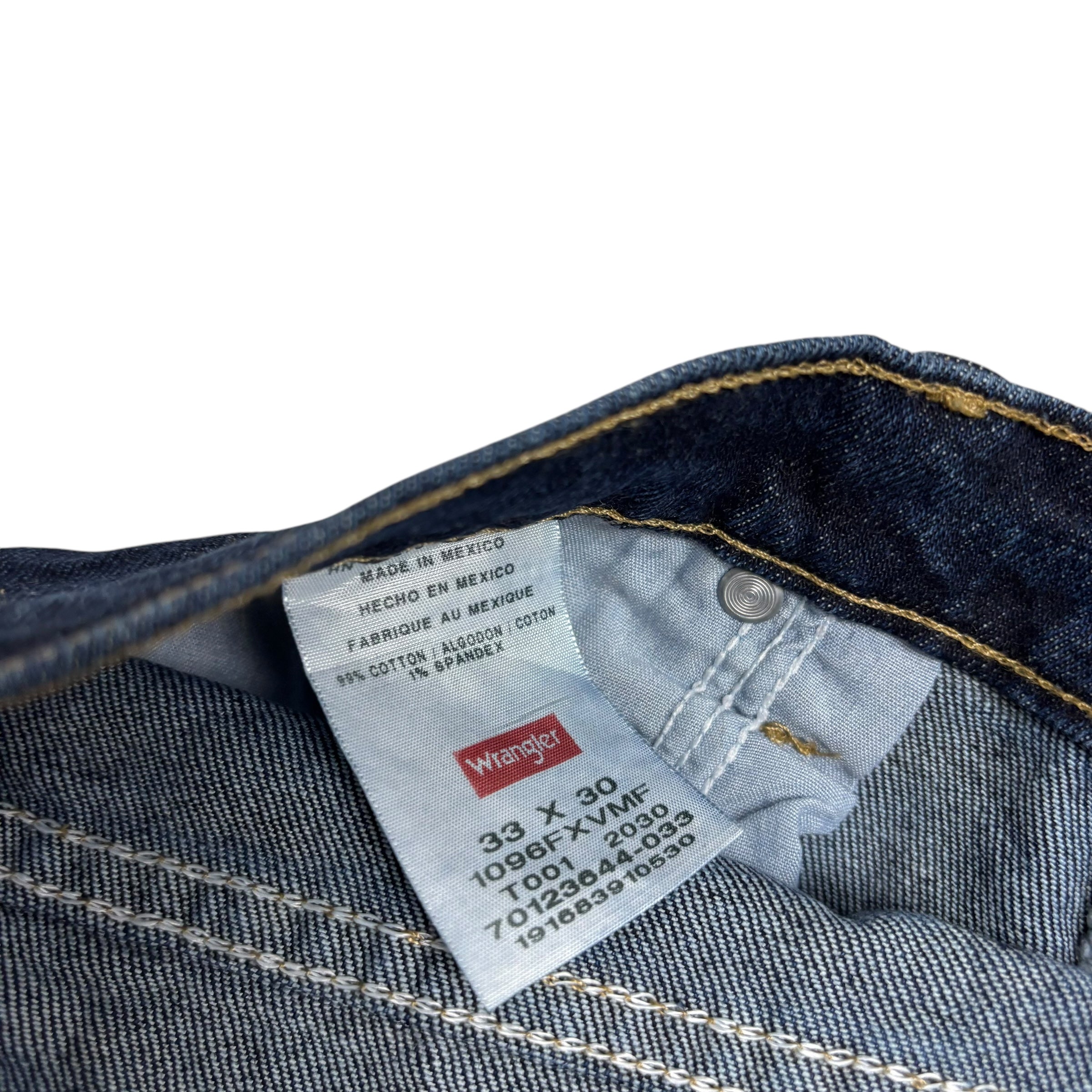 Wrangler Jeans W33 L30 Mens Dark Blue Regular Straight Fit Stretch Denim (E)