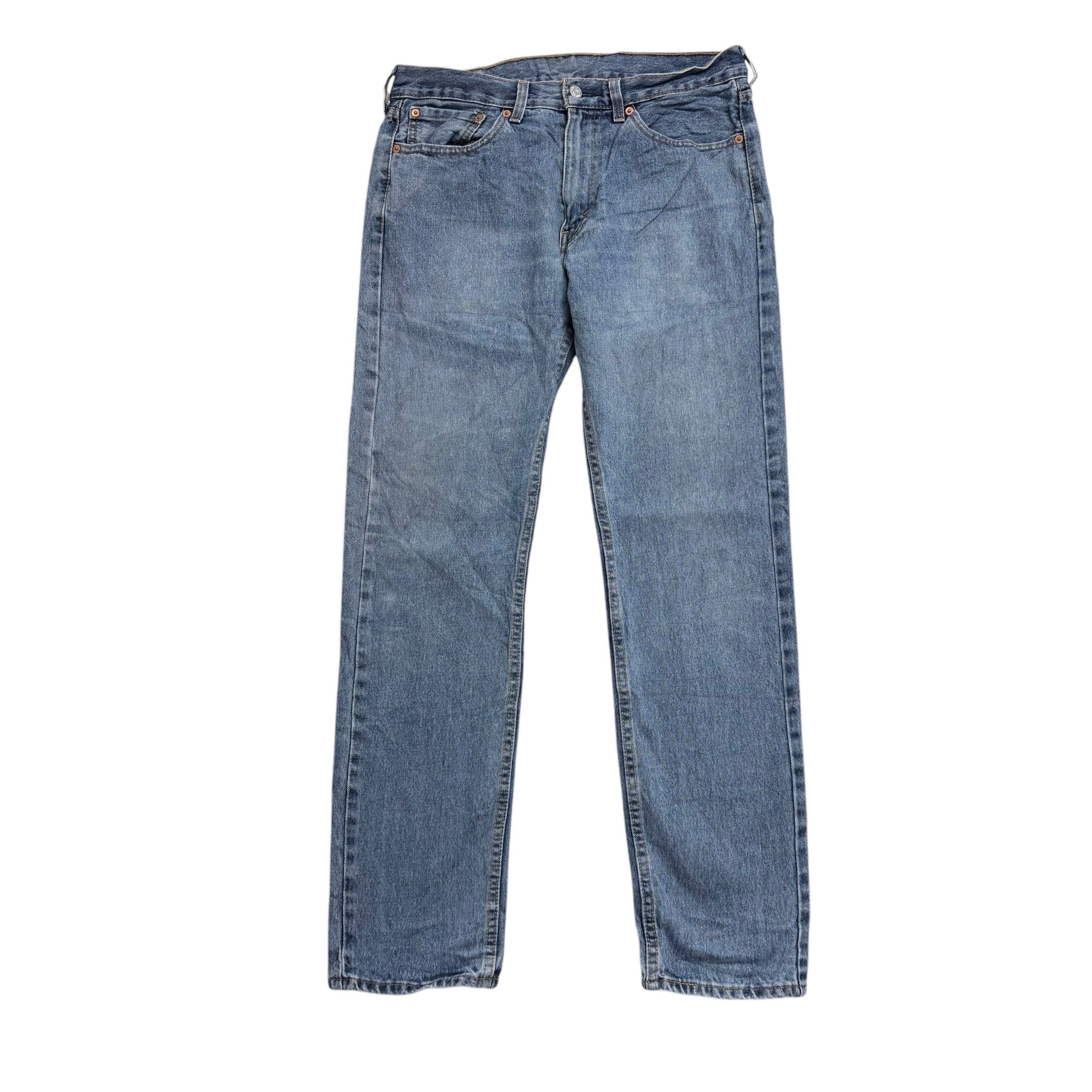 Levis 505 Jeans W32 L32 Mens Mid Blue Regular Straight Fit Vintage Denim (E)