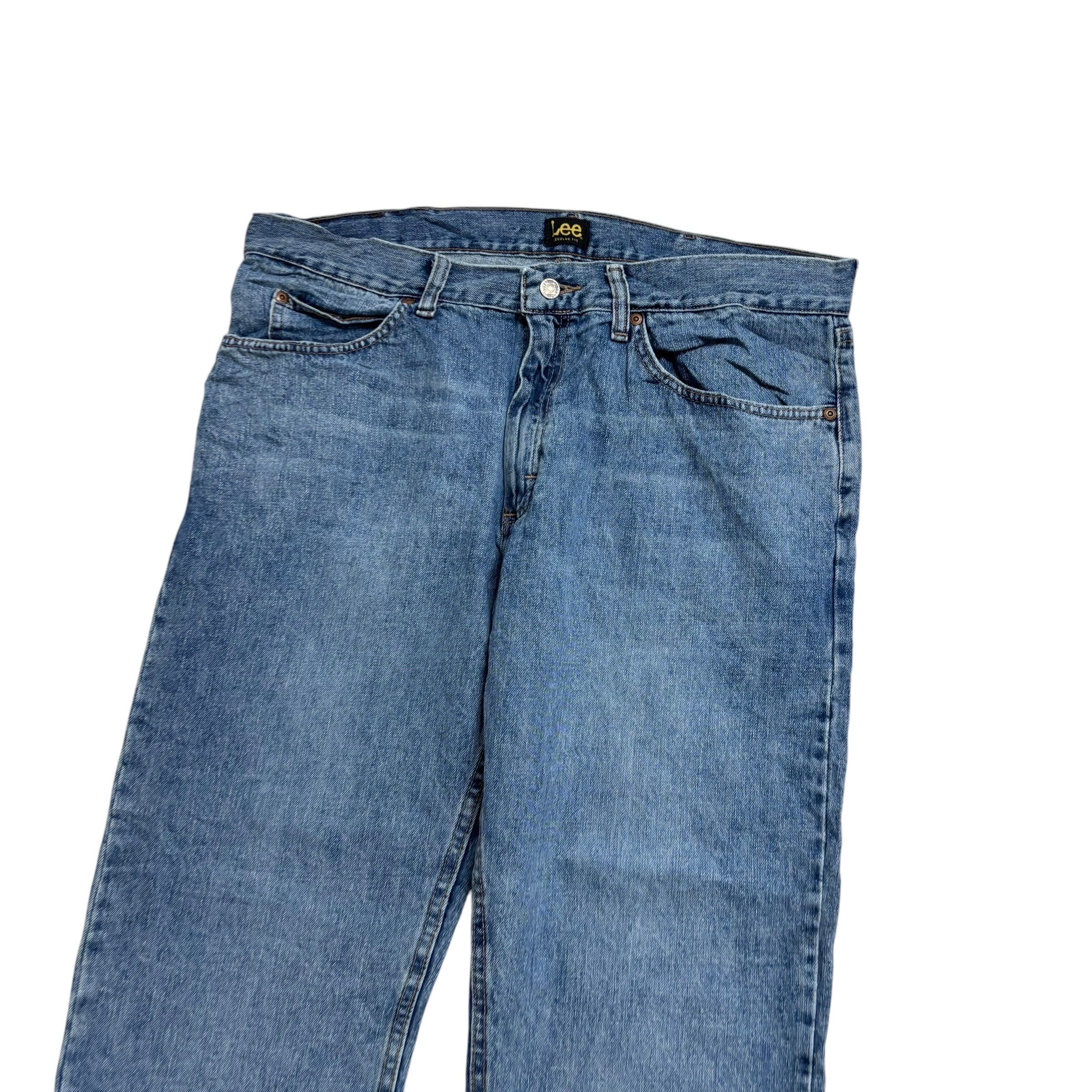 Lee Jeans W36 L32 Mens Light Blue Regular Straight Fit Vintage Denim (E)