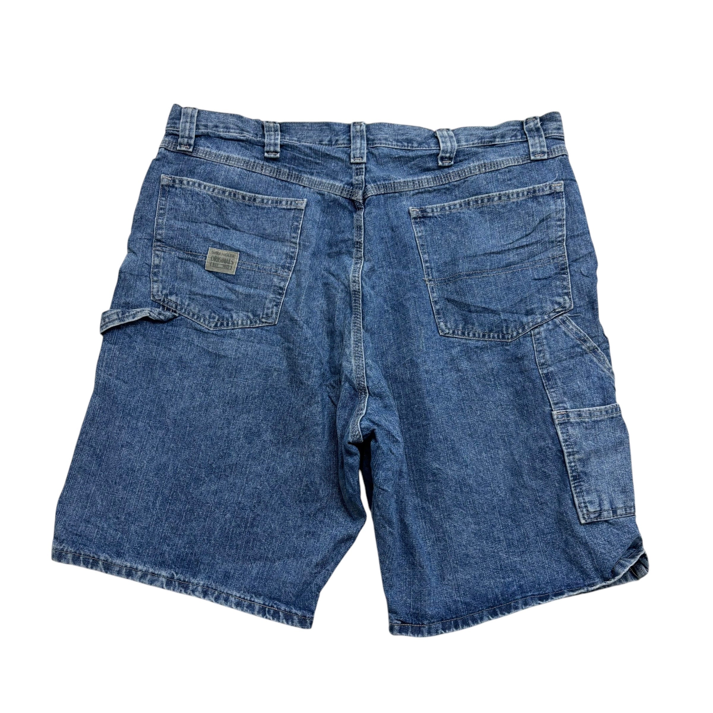 Wrangler Baggy Jorts W38 Mens Mid Blue Denim Shorts Relaxed Fit Carpenter (E)