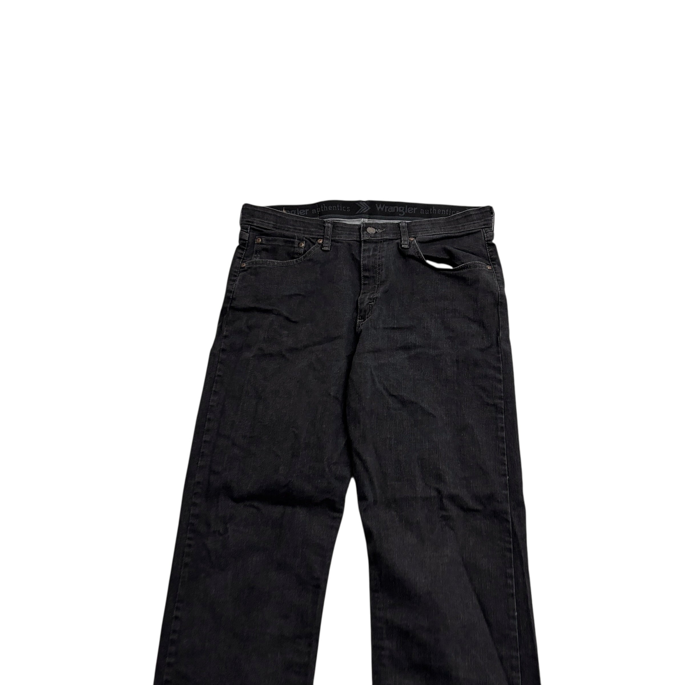 Wrangler Jeans W33 L30 Mens Black Baggy Relaxed Straight Fit Stretch Denim (E)