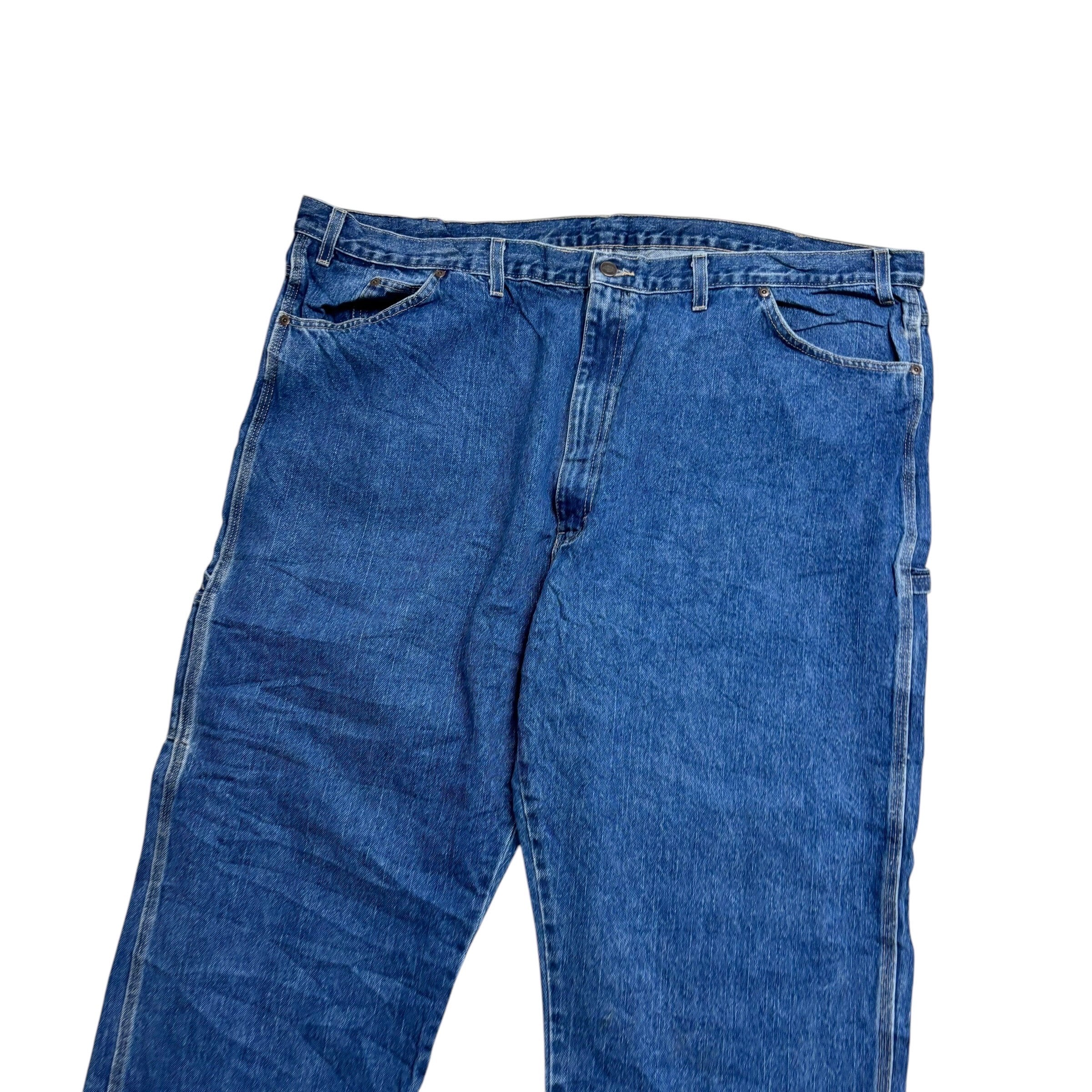 Dickies Carpenter Jeans W48 L32 Mens Mid Blue Relaxed Straight Fit Pants (E)