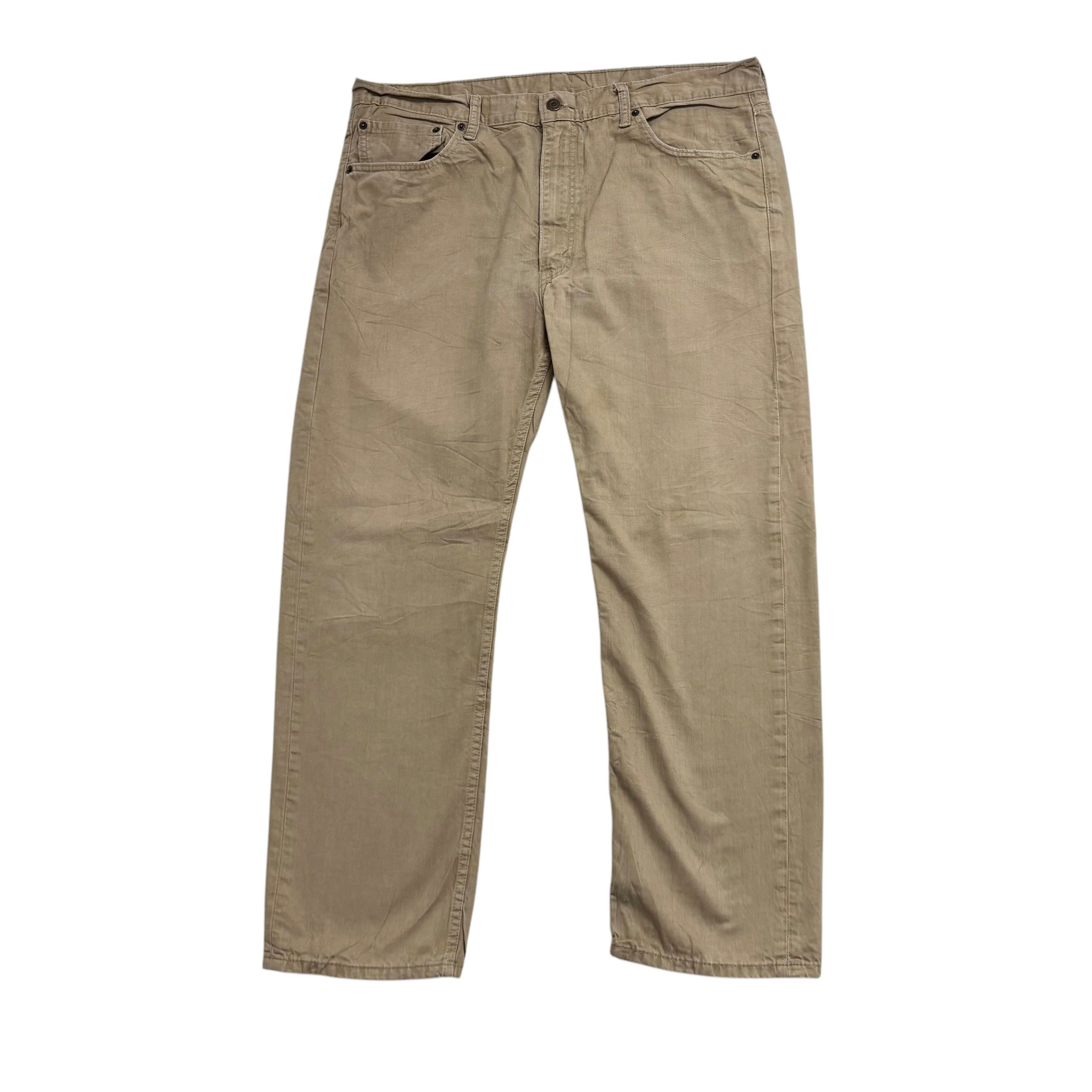 Levis 505 Trousers W40 L30 Mens Beige Tan Regular Straight Fit Cotton Pants