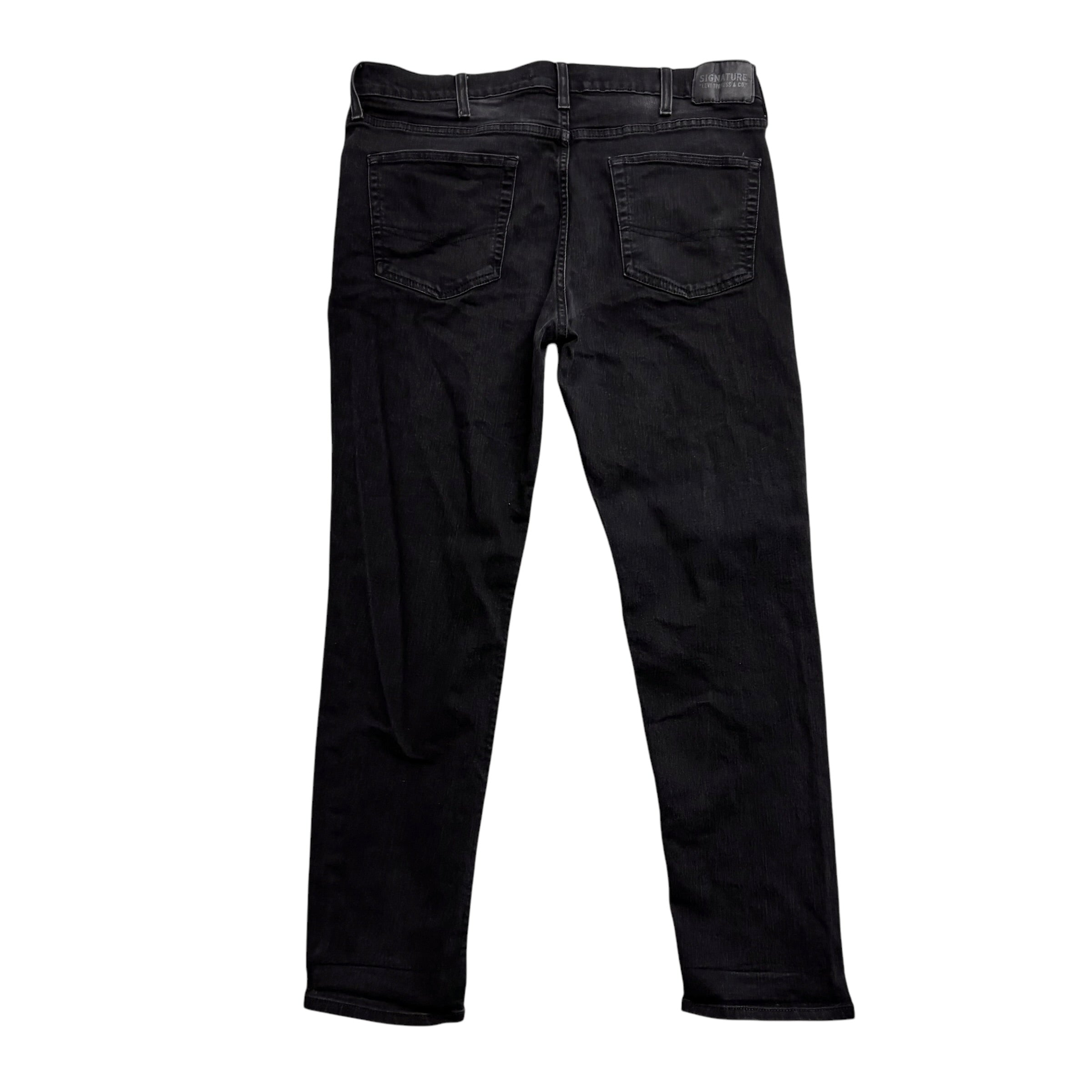 Levis Signature Jeans W38 L30 Mens Black Slim Fit Stretch Denim (E)