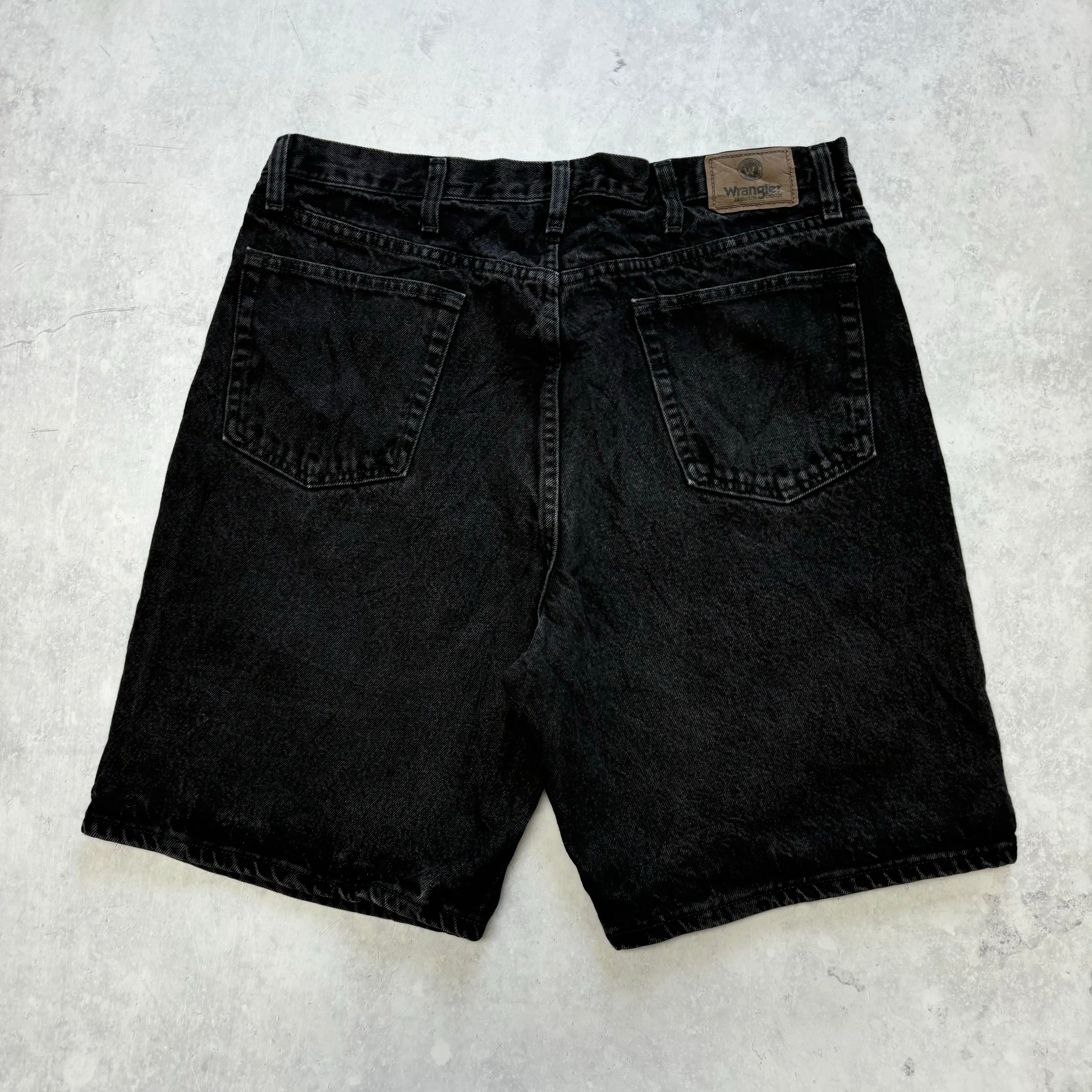 Vintage Wrangler Jorts W38 Mens Denim Shorts Black Baggy Relaxed Fit